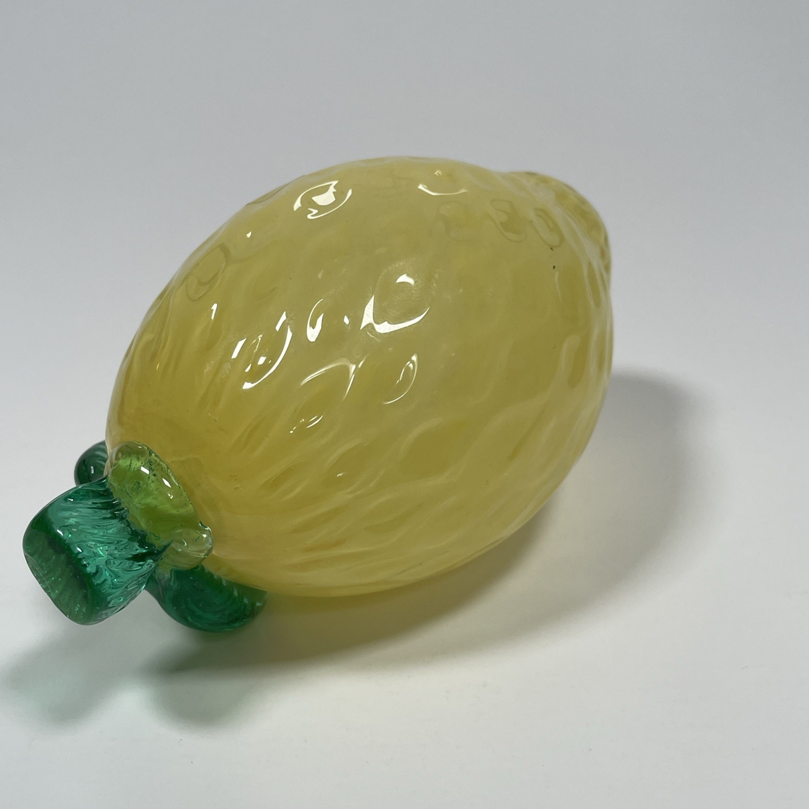Vintage Murano Style Lemon Glass Fruit 4.5” Textured Dimples 7 oz Made in Italy