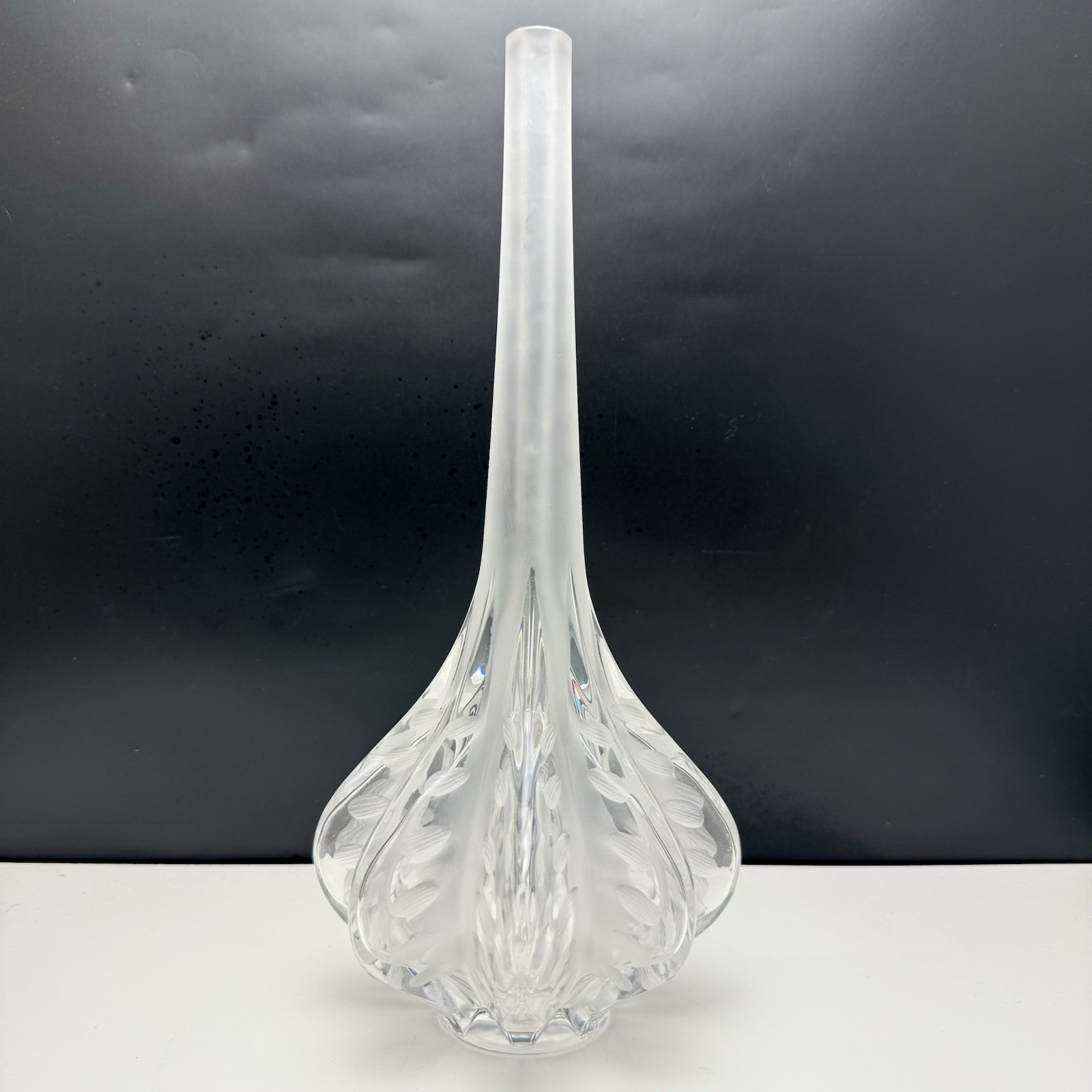 Lalique Frosted Claude Vase Vintage France Crystal 12.25″ Restored Top