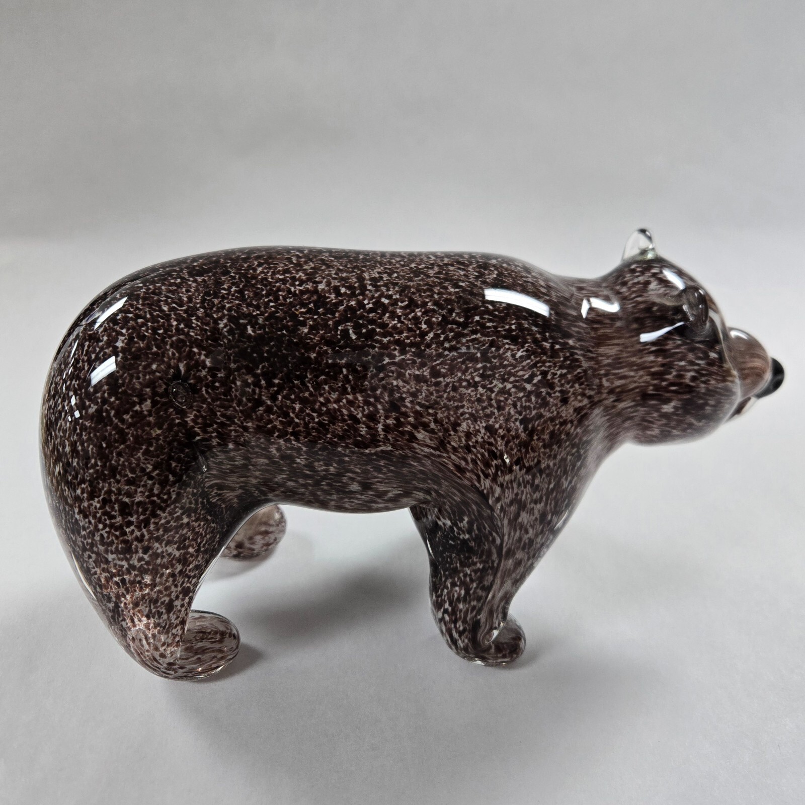 Vintage 1970s MURANO STYLE Hand Blown Art Glass – 8.5″ x 5″ Brown Bear – 5 .lb+