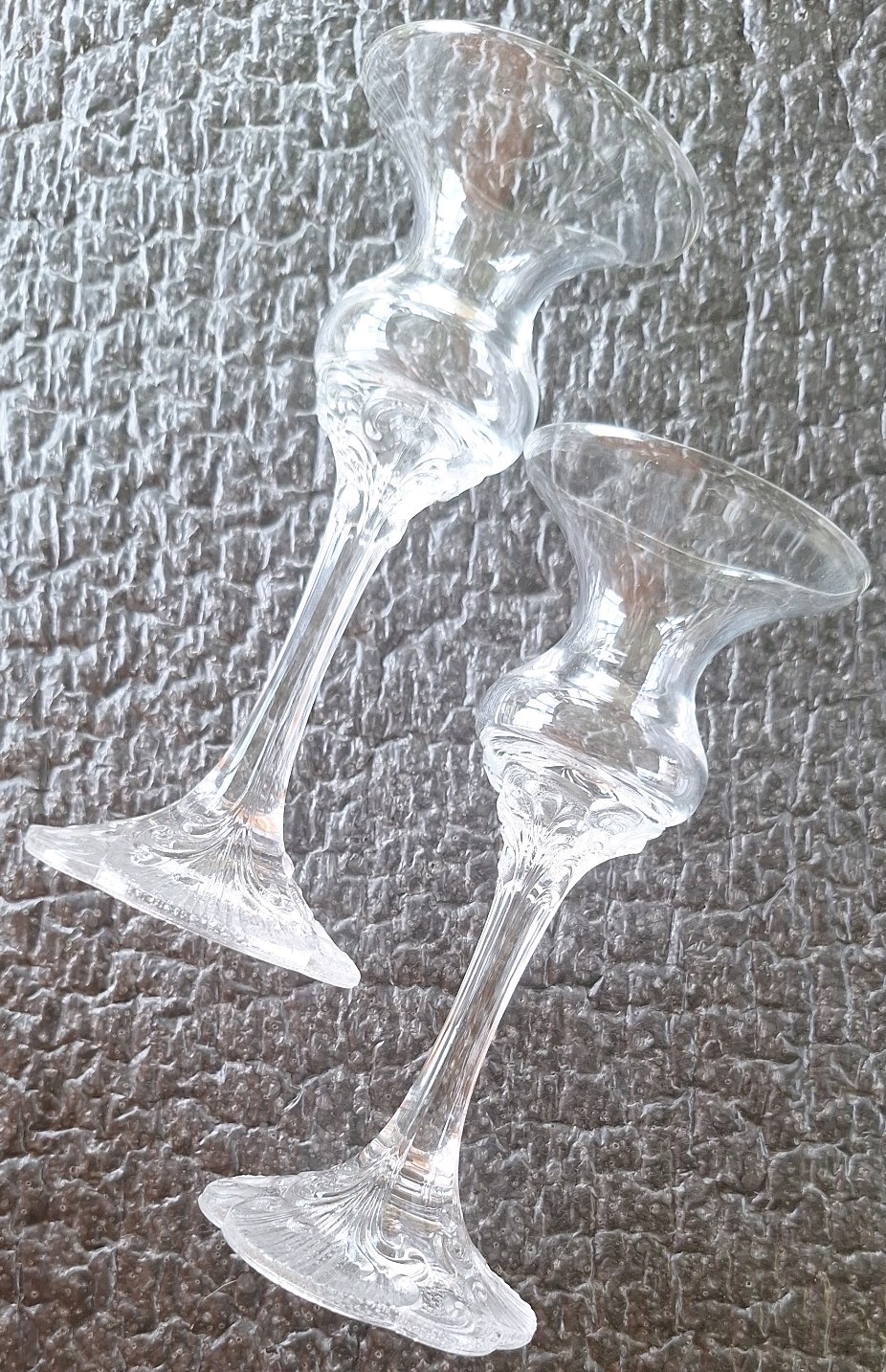 Pair Rosenthal Classic Rose German Clear Glass Crystal Candle Stick Holders 6″