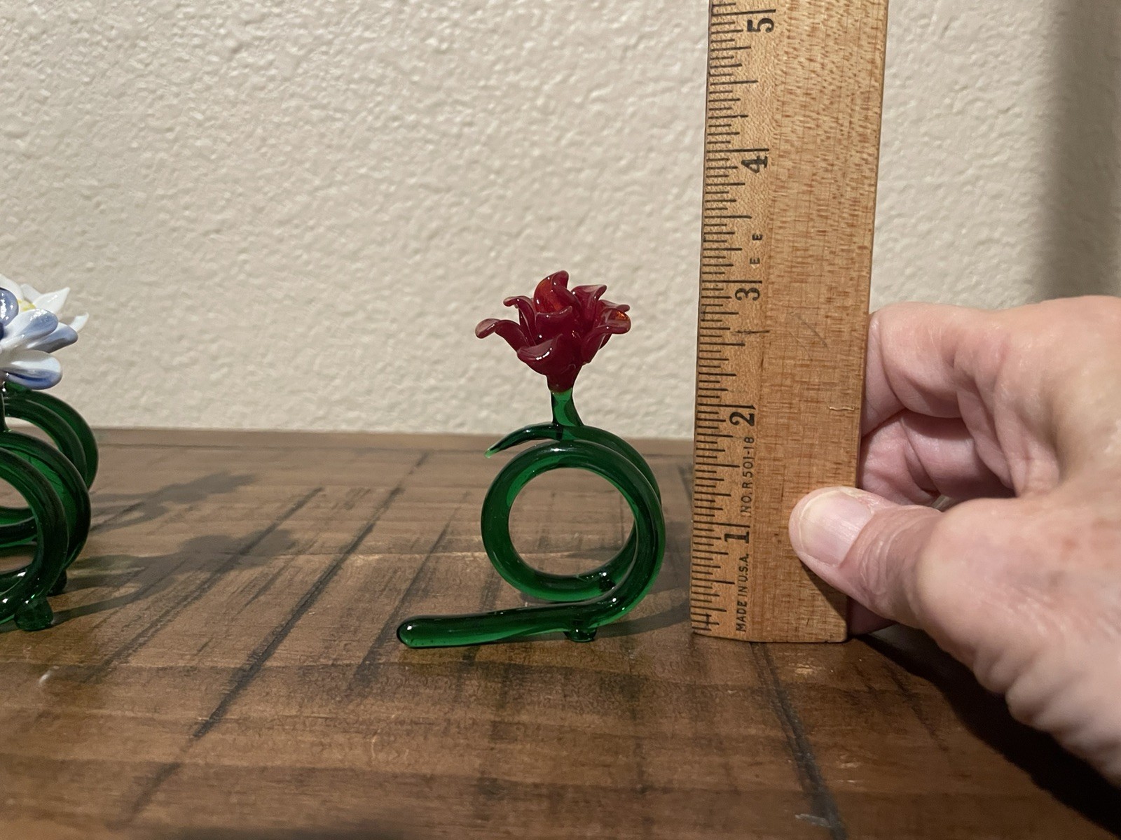 Vintage Hand Blown Glass Flower Napkin Rings *Set of 4* Murano Style