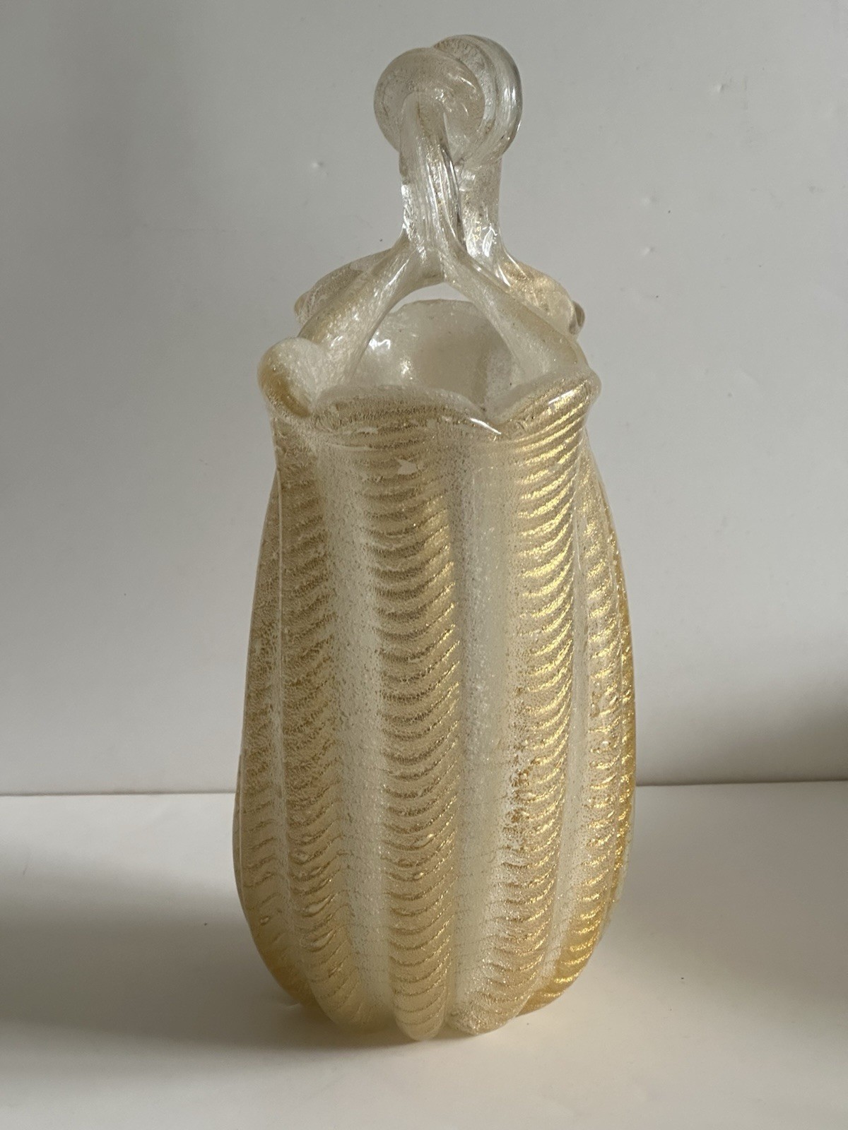 Barovier and Toso Cordonado D’Oro Vase Pulegoso Murano