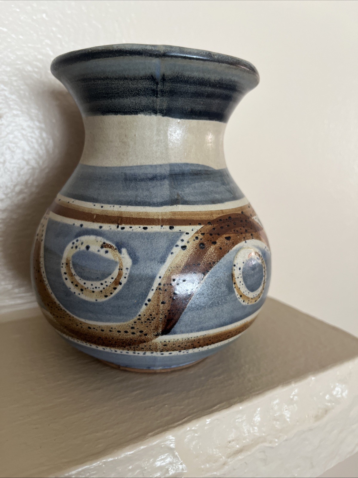 1971 Signed B Welsh Pacific Stoneware Studio Pottery Vase 5 3/8” Neutralpalette