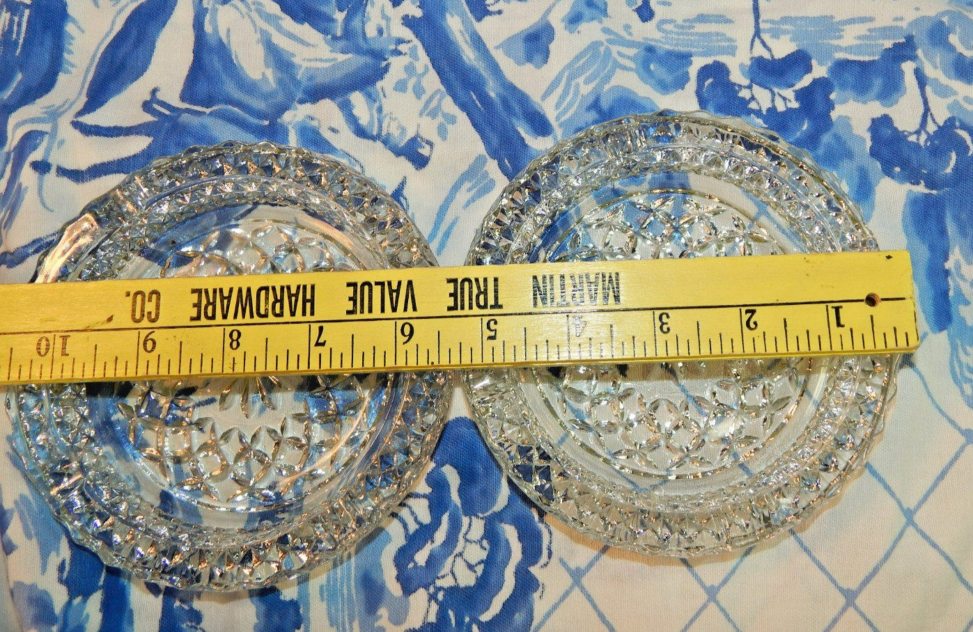 4 Vintage Anchor Hocking Wexford Clear Heavy Glass Ashtray Diamond Point 5.5″