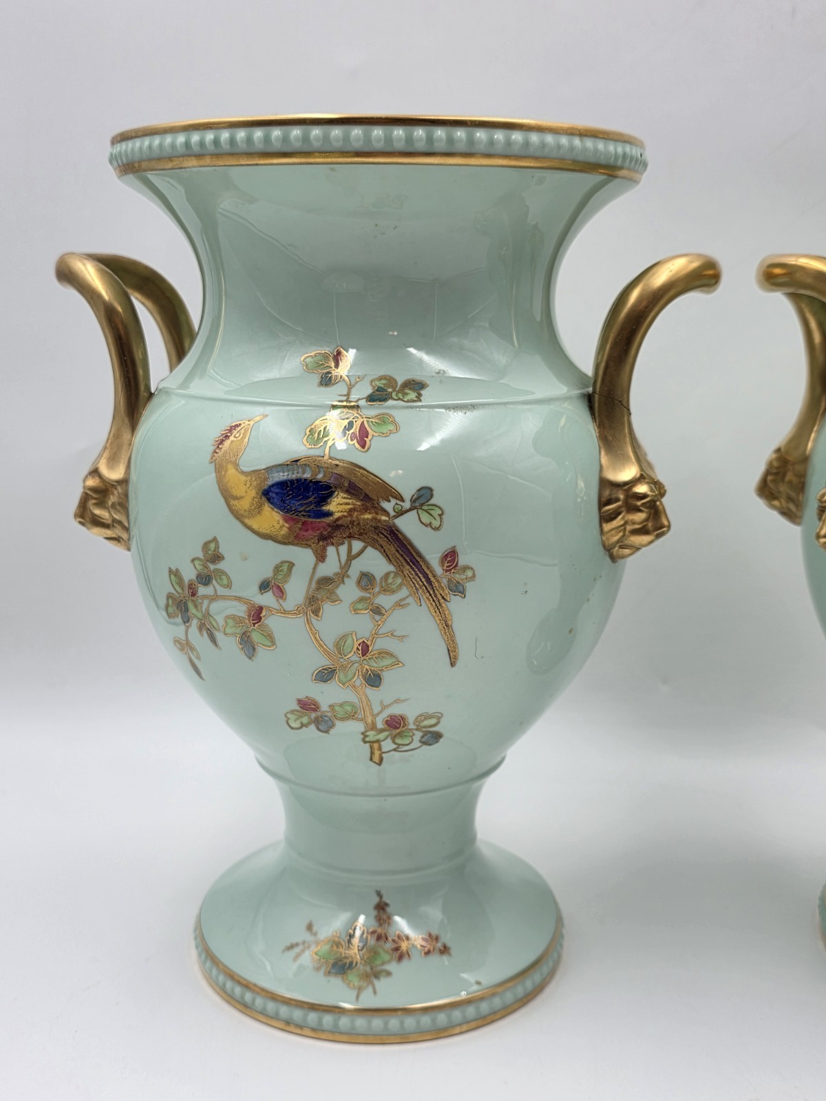 Rare Vintage Spode England Bone China Bird Garniture Urn Vase Bowl Set 3Pc