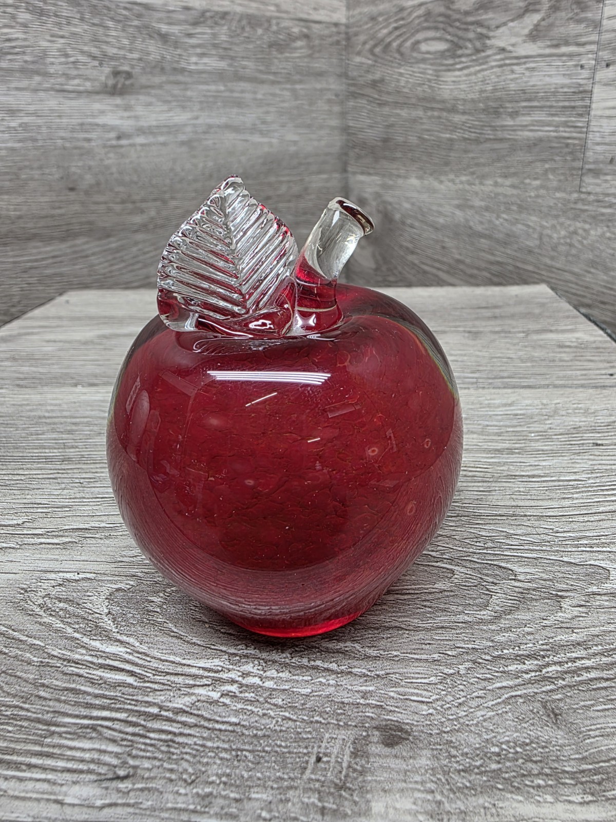 Apple Art Glass Paperweight Controlled Bubbles & The Glass Eye MSH 1986 Apple