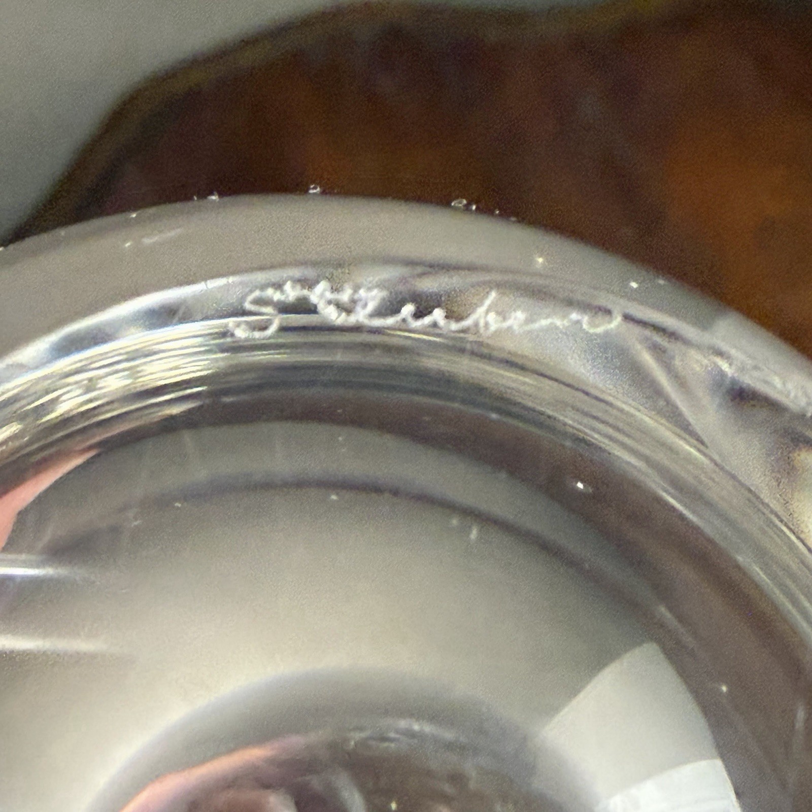 Vintage MCM Steuben Signed Clear Art Glass Sheard Rim Pitcher Plant Vase 9.75In