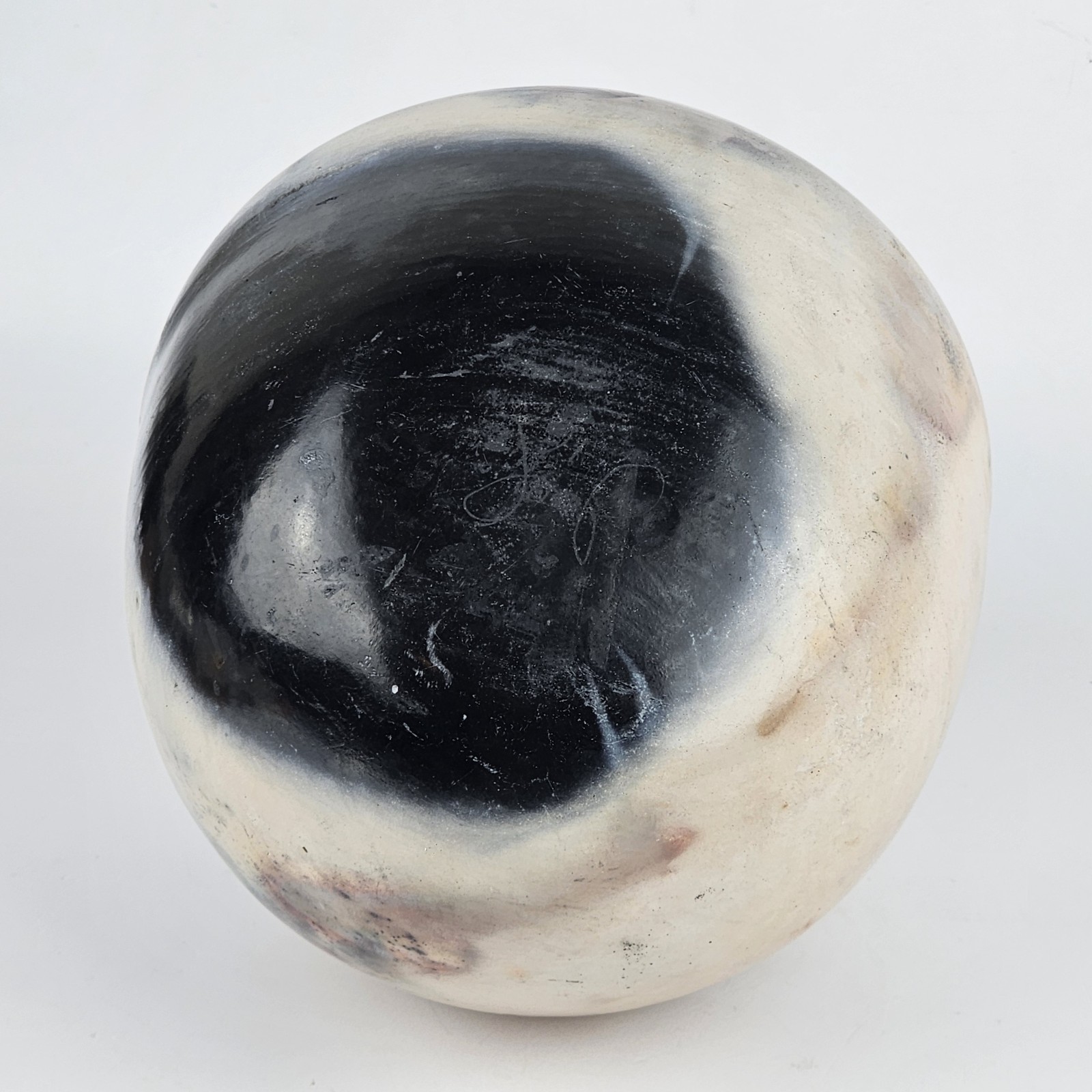 Signed Studio Pottery Raku Pit Fired Orb Bud Vase Art Ceramic