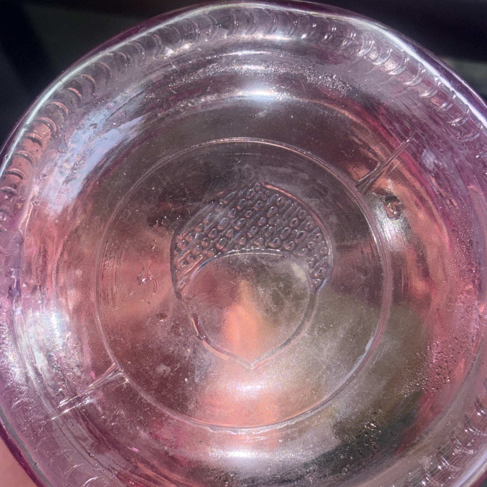 Vintage Indiana Glass Tiara Rose Vase Pink Red 9.75” Acorn Mark Embossed Floral