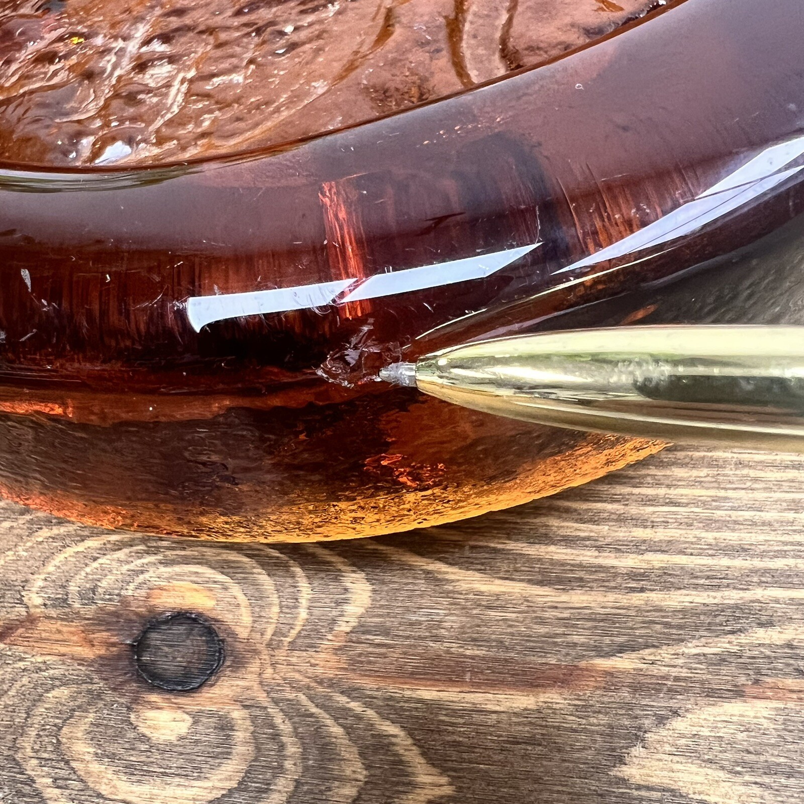Rare Blenko Glass Ashtray Joel Myers 1965 Amber Swan Heavy 9” Ashtray MCM