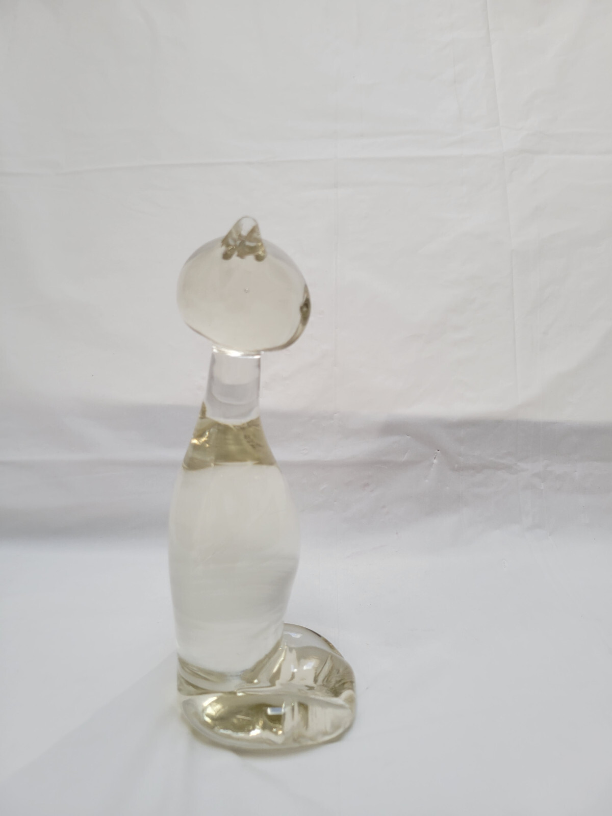 Vintage Rainbow Art Glass Company Clear Glass Cat Figurine About 6 1/2 inches