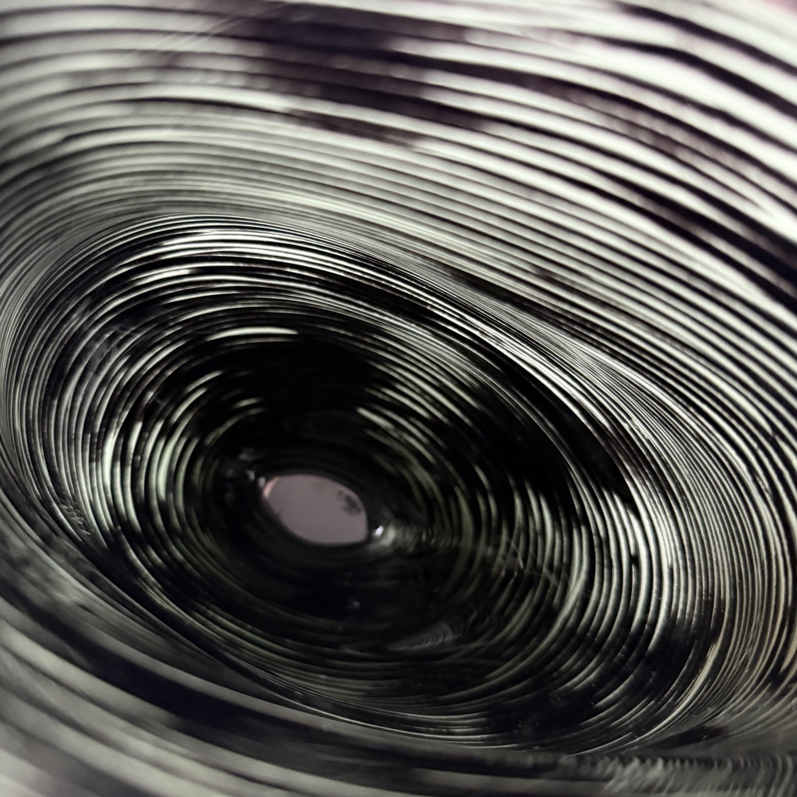 Marianne Buus (Danish, B.1967) Art Glass Black Coil Vase 8 1/2″ Curved Form