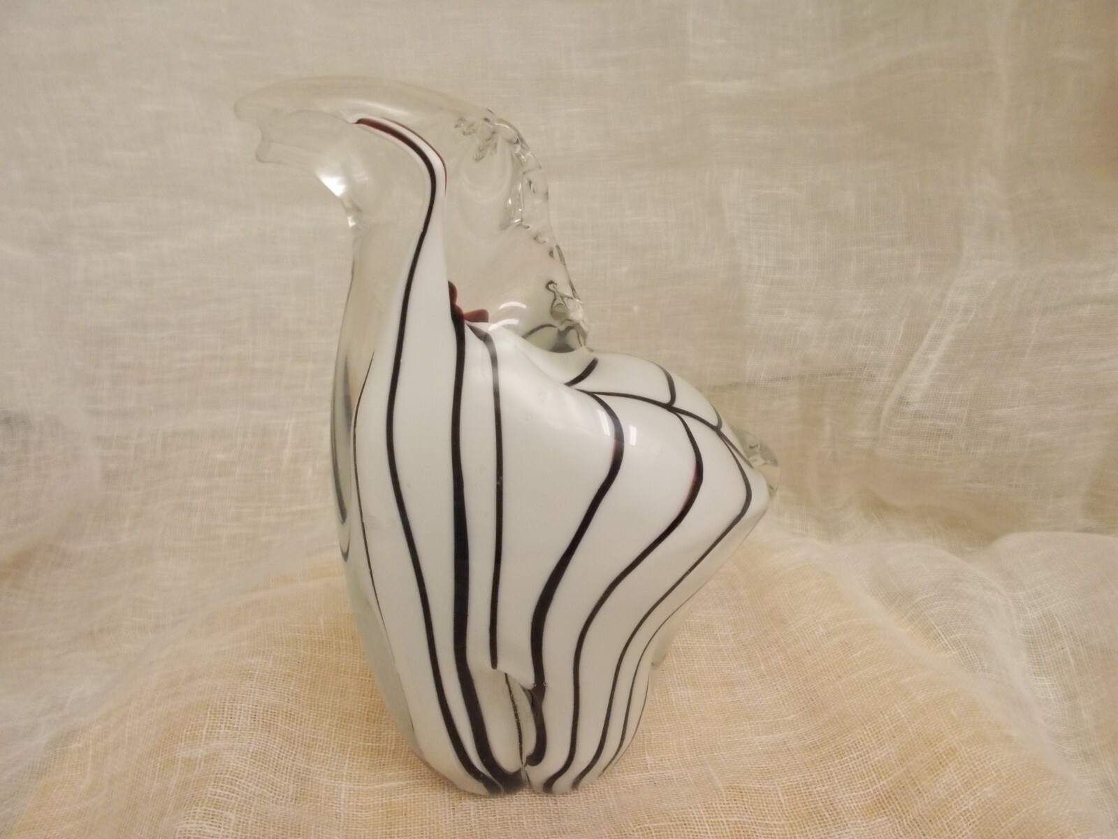 GLASS BLACK & WHITE ZEBRA ART GLASS PAPERWEIGHT /FIGURINE BY CRYSTAL CLEAR