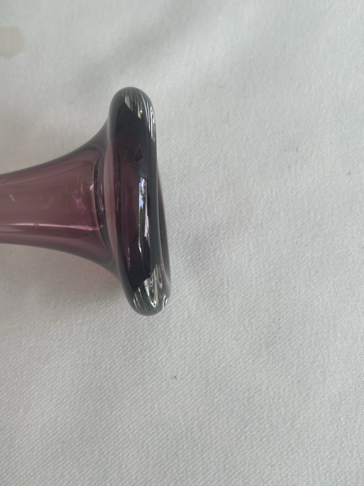 Tall Purple Art Glass Bud Vase Bubble Base Clear Foot ~6” Modern Studio Style