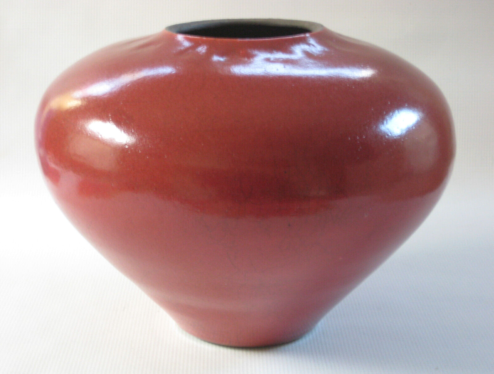 Modern Red Crackle Glaze – Low Fired Vase – Mystery Artist – Signed & Dated 2003