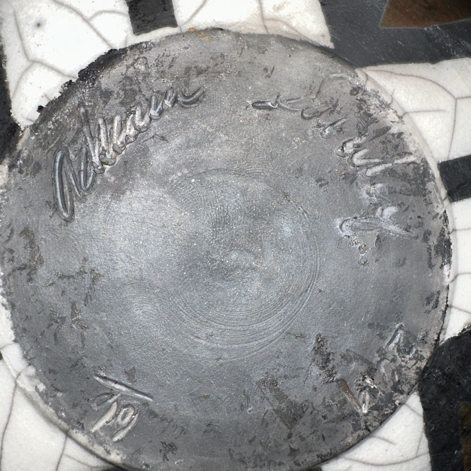 RAKU ART POTTERY VASE ARTIST SIGNED AND DATED 4.5H X 5.5W