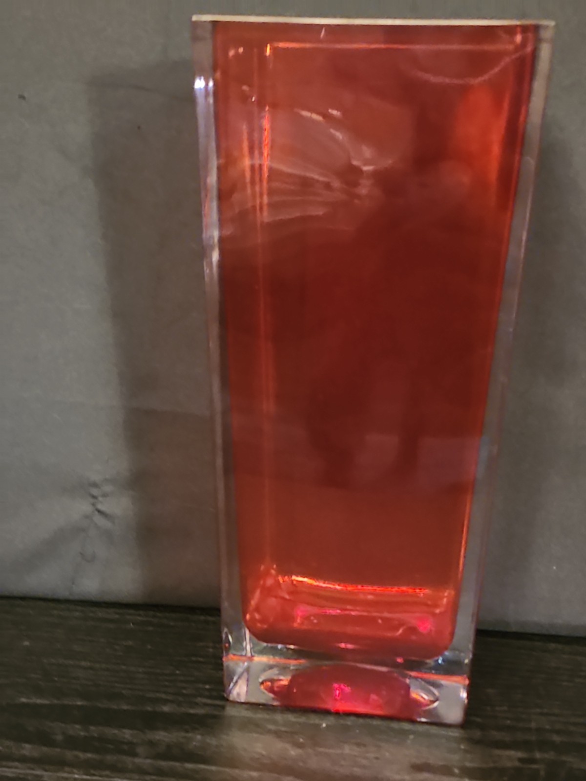 Vintage Red Heavy Czech Rep. Crystal Vase, 24% Lead Crystal