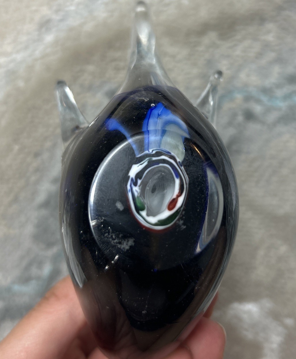 Vintage Murano Art Glass Swan Classic Sommerso Technique Blue Red