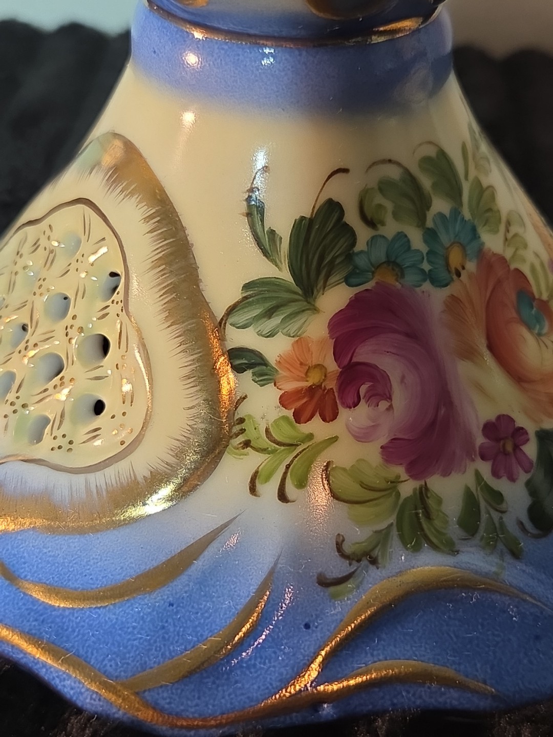 2 Vtg Pair of RK Richard Klemm Hand Painted Dresden Candle Sticks Gold Gilding