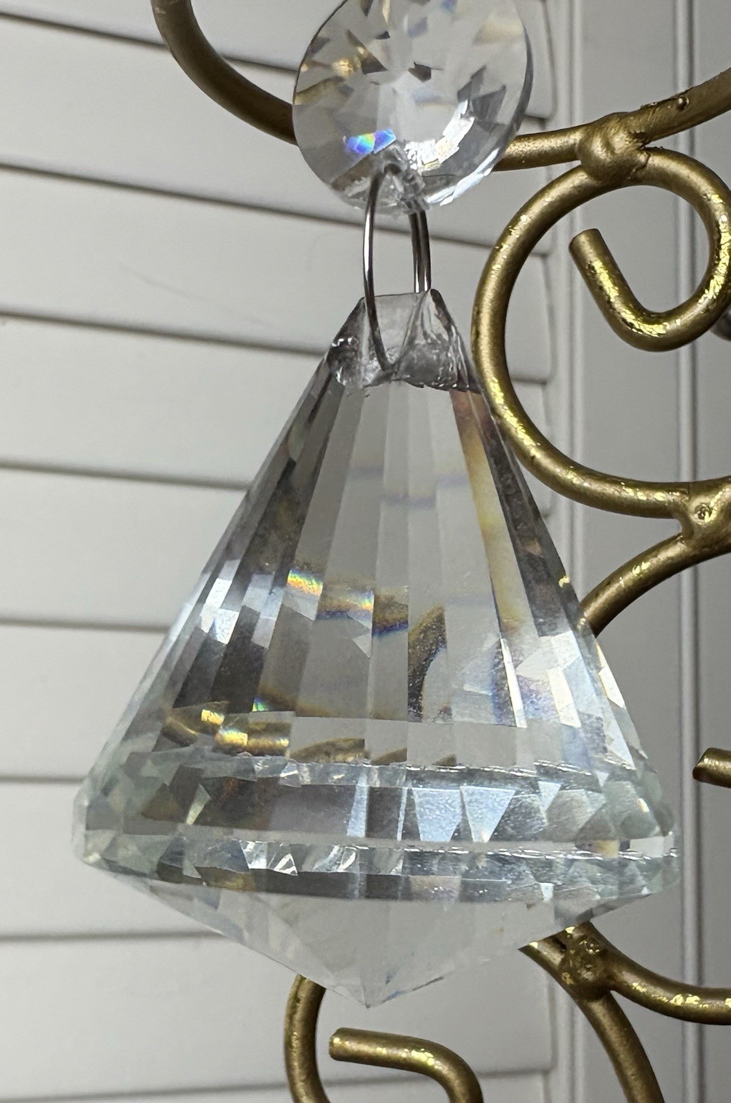 75mm Clear Crystal Diamond Prism +Disc 2 Tier Chandelier Pendant Decor Xmas Tree