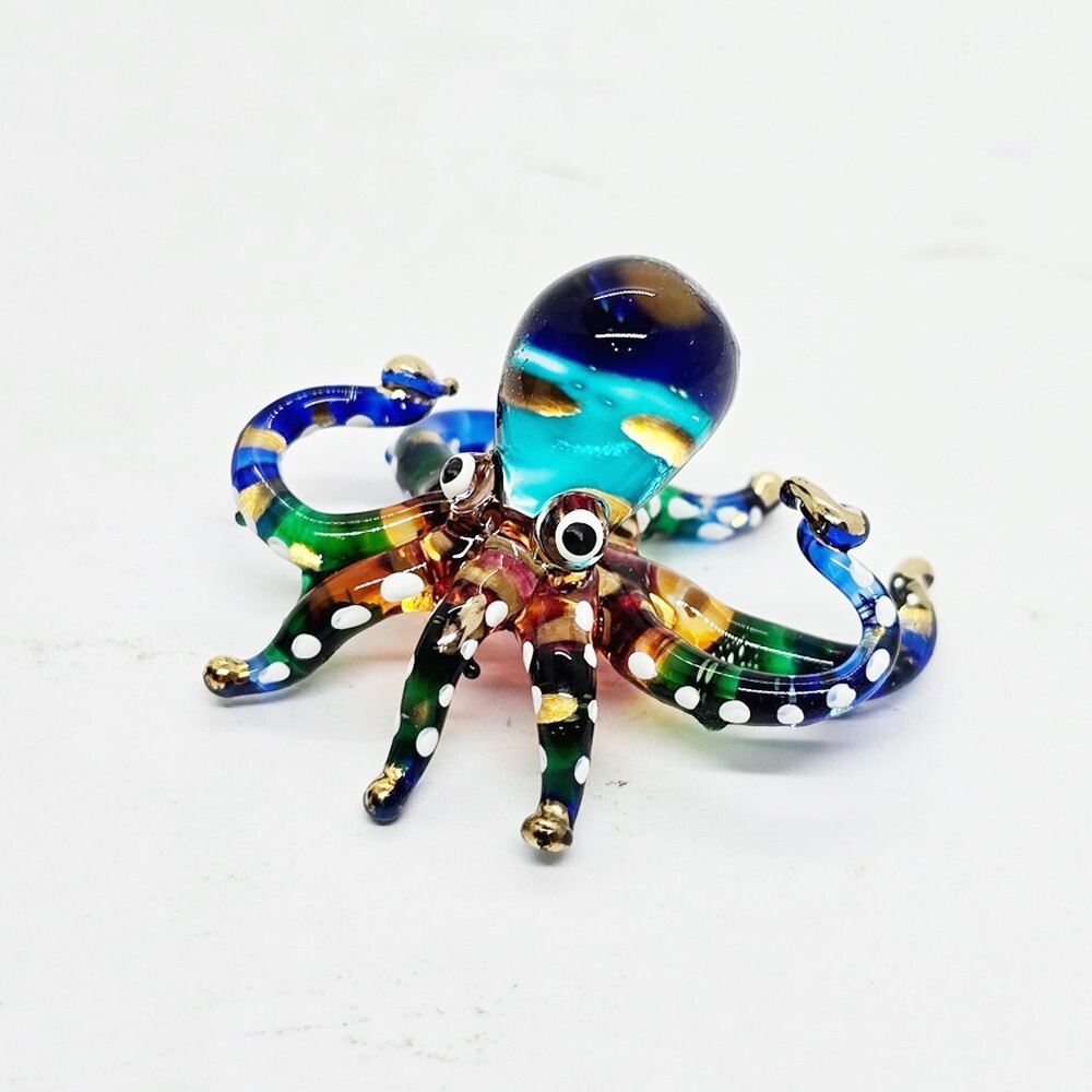 1½”L Octopus Glass Squid Miniature Aquarium Decor Sealife Animal Figurine Crytal