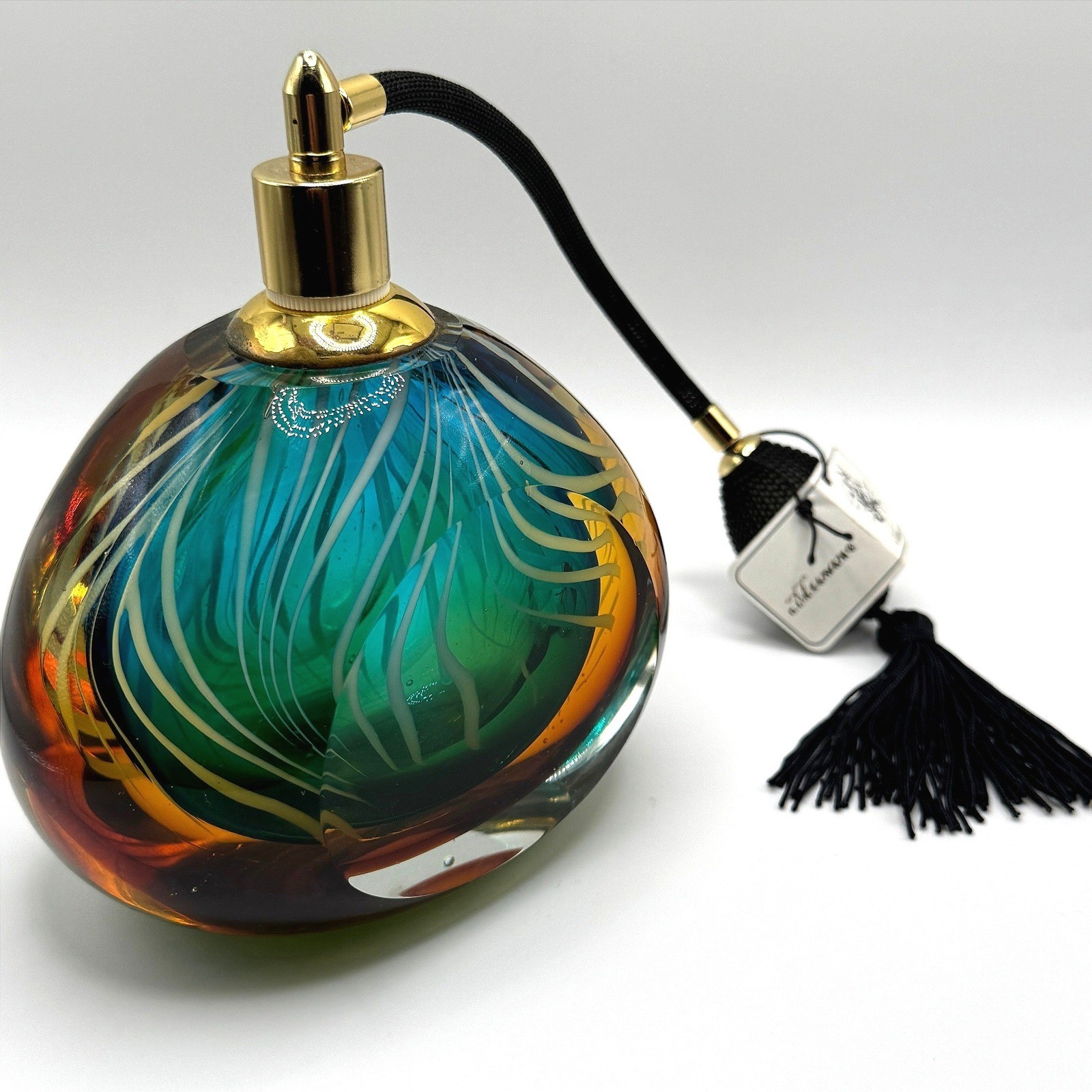 Vintage Murano Art Glass Perfume Atomizer Heavy Hand Blown MCM Vanity Dressing
