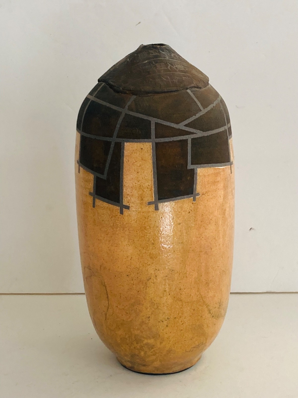 1980’s Raku Pottery Vessel Listed Japanese San Francisco Artist Gerald Hong