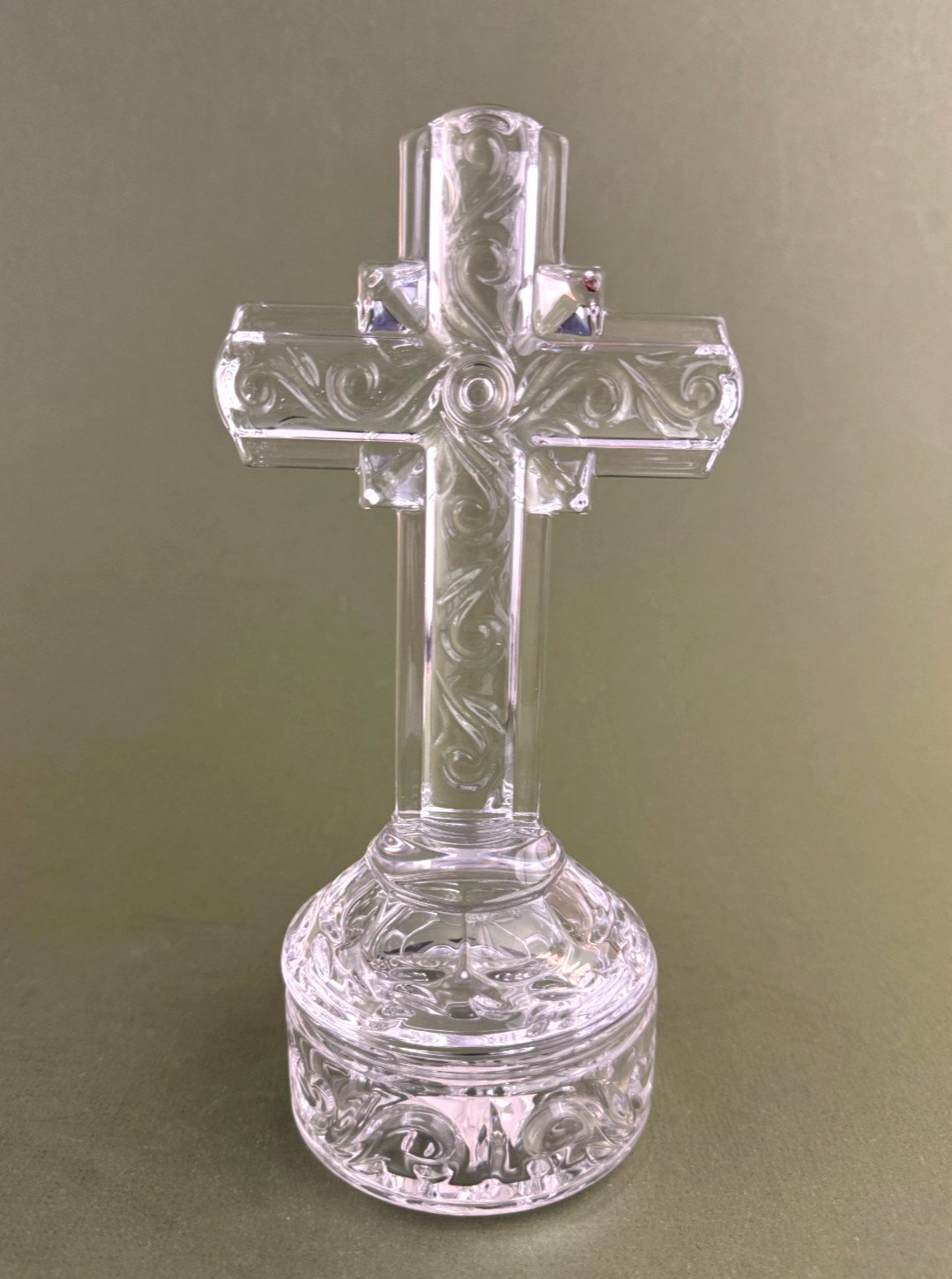 Marquis by Waterford Lead Crystal Cross Covered Box Keepsake Box w Lid Czech 9”