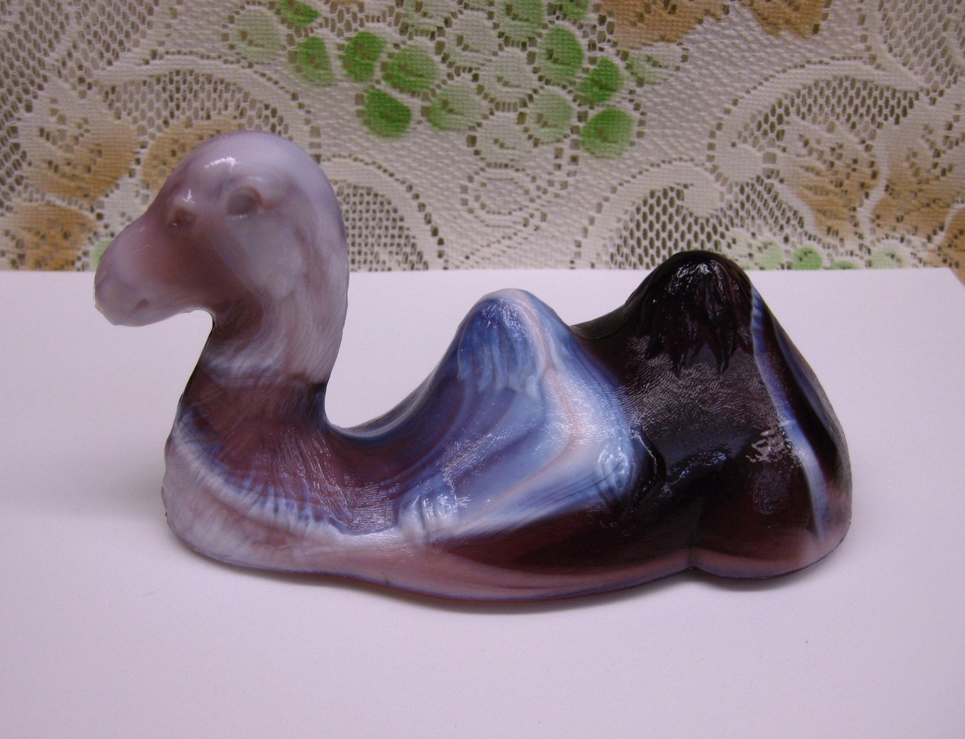 Vintage WESTMORELAND PURPLE SLAG GLASS HUMPHREY the CAMEL DISH *TOP ONLY* Marked