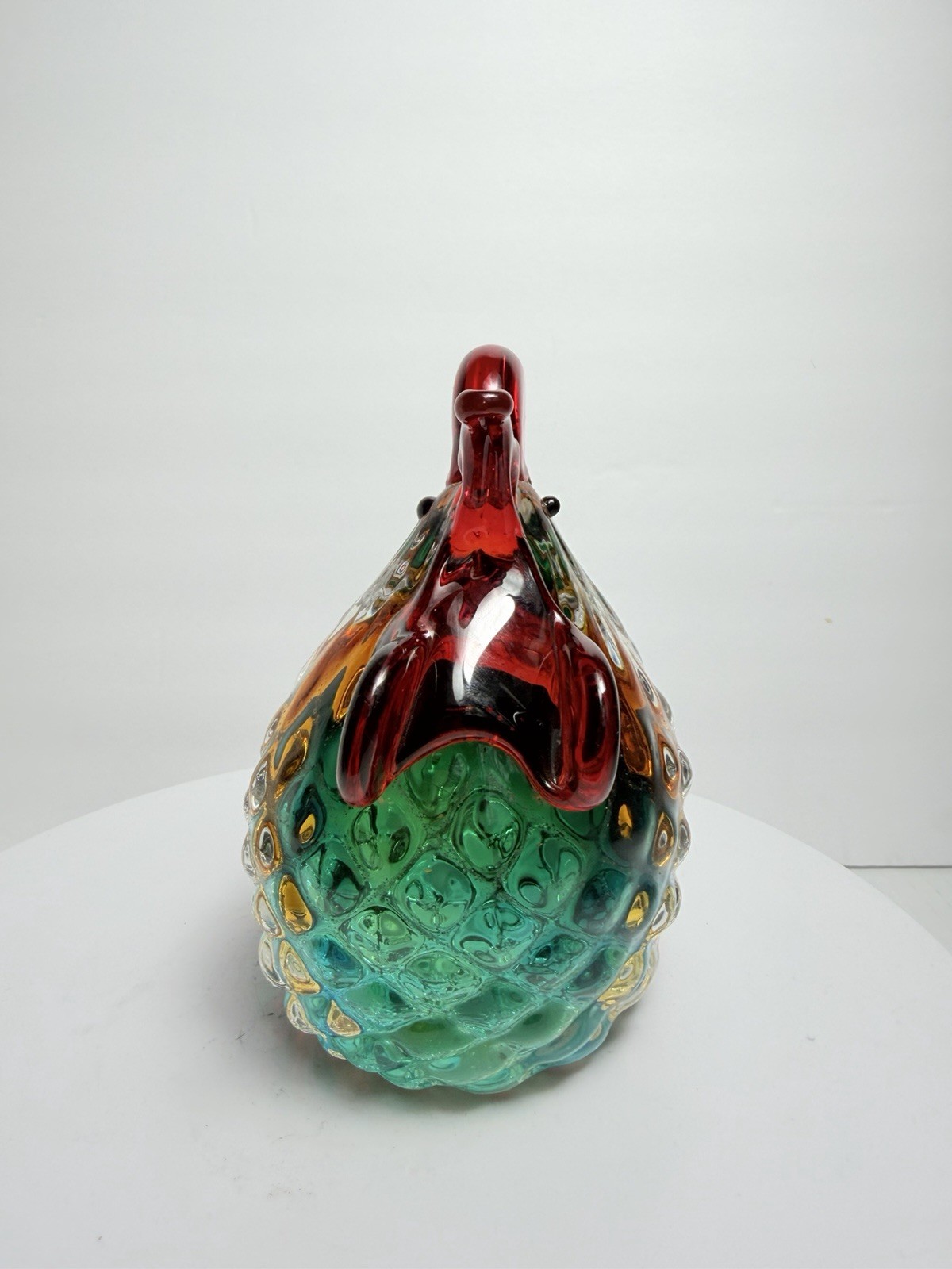 Multicolor Art Glass Rooster Figurine – Glossy Decorative Hand Blown 13cm