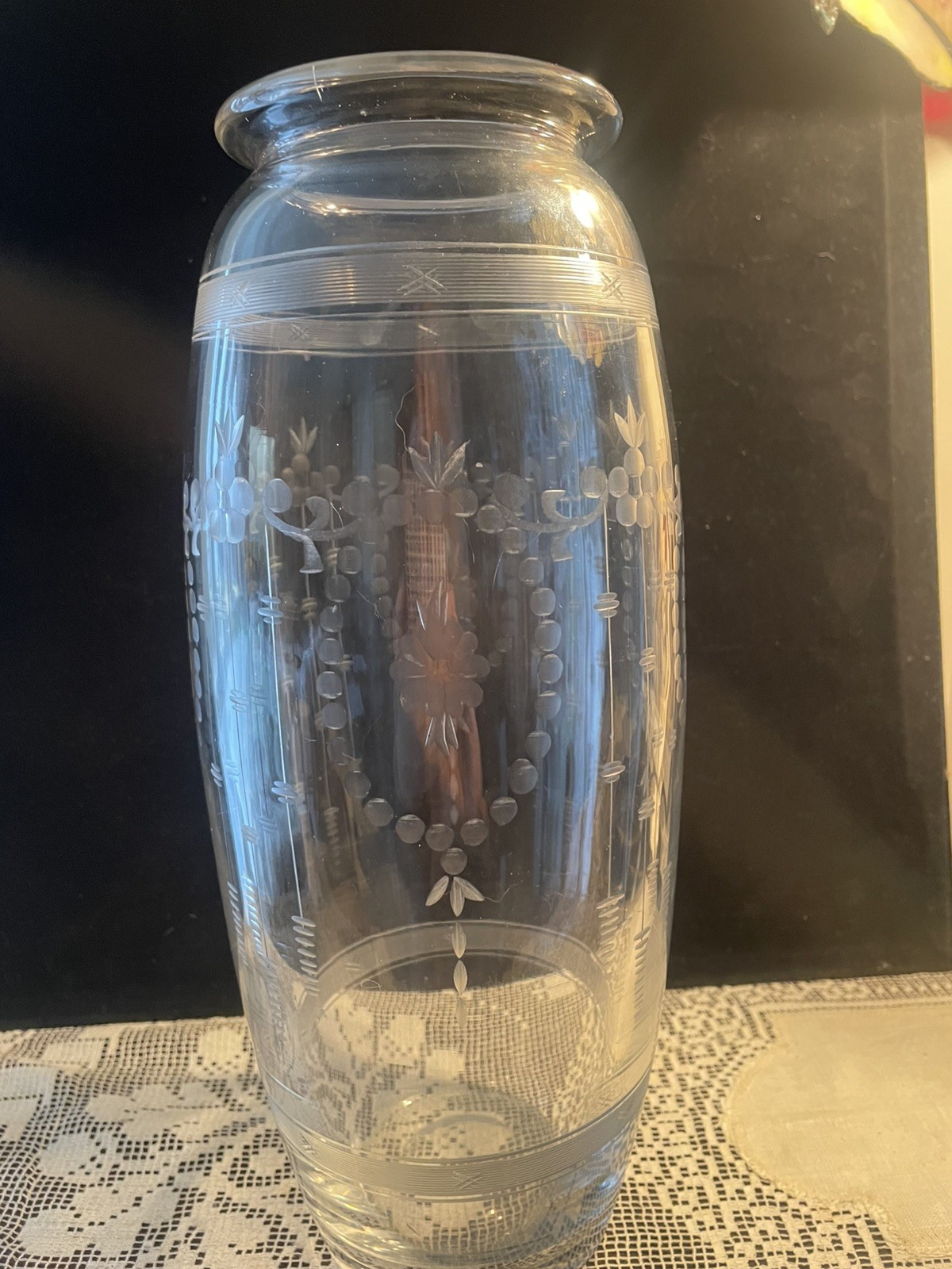 Hawkes Signed ABP Cut Glass Vase w/Etching (circa 1910-1915) Flawless EUC