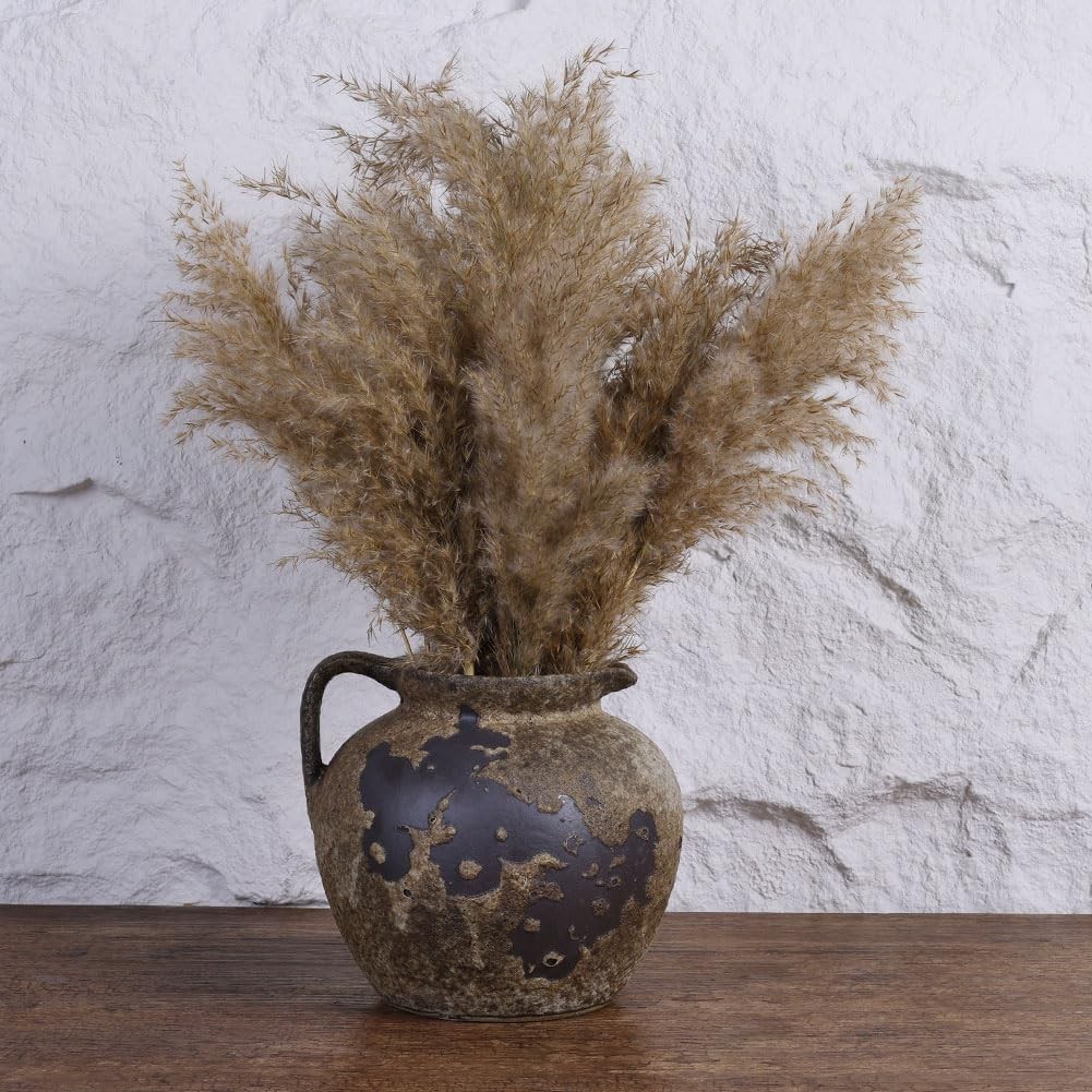 Wabi Sabi Rusty Vintage Vase, 7.9″ Tall Wabi Sabi Decor Rustic Farmhouse Pottery