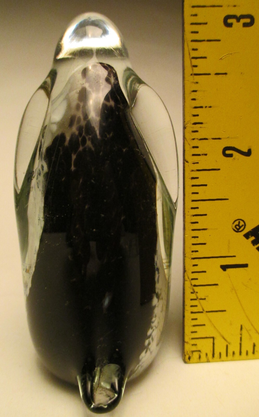 Hoglund Glass 1991 Penguin Milk Glass and Amethyst Mottled encased with Crystal