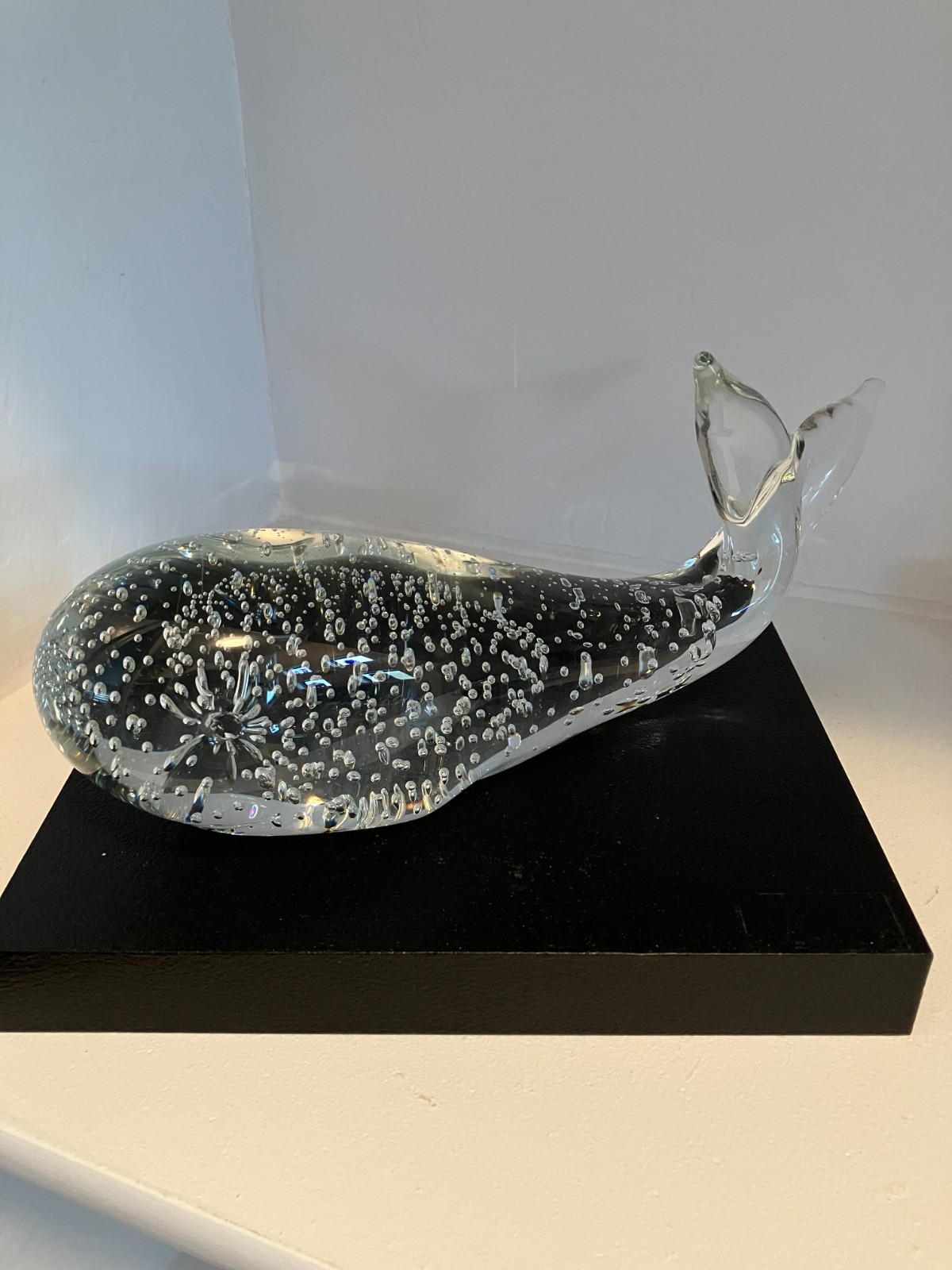 Large Art Glass Whale Controlled Bubbles 11.5″ Ex Cond