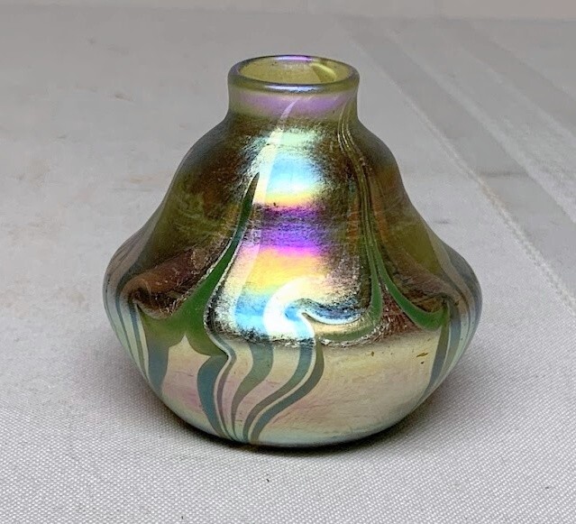 LCT TIFFANY FAVRILE, DECORATED CABINET MINIATURE, VERY UNUSUAL SHAPE ART NOUVEAU