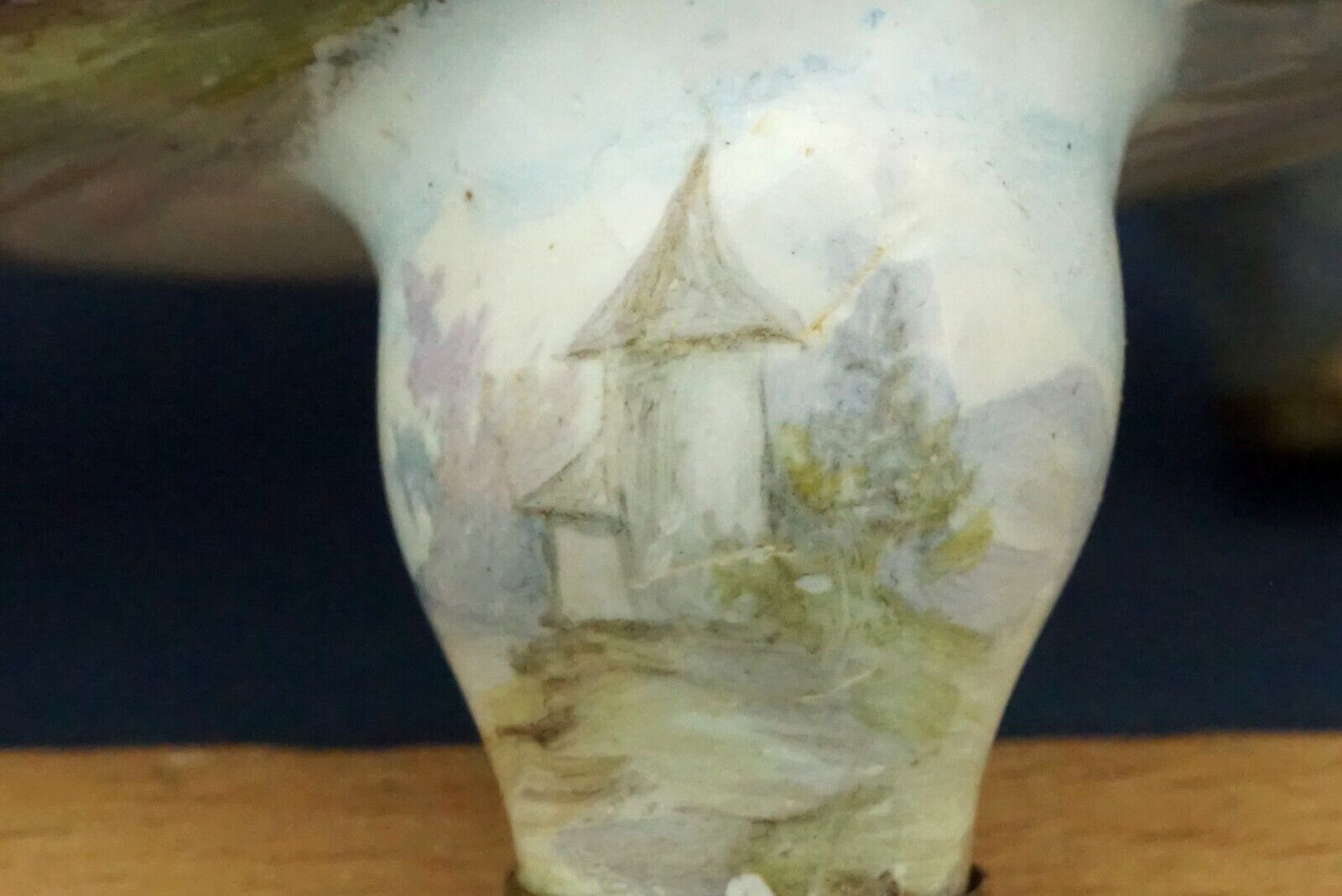 LIMOGES Vase brass and enamel Miniature hand-decorated gallant scenes 1700 XVIII
