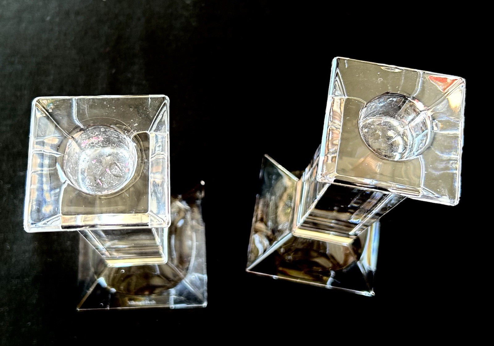 Set of 2 Villeroy & Boch Lead Crystal Candle Sticks / Austria / Siena