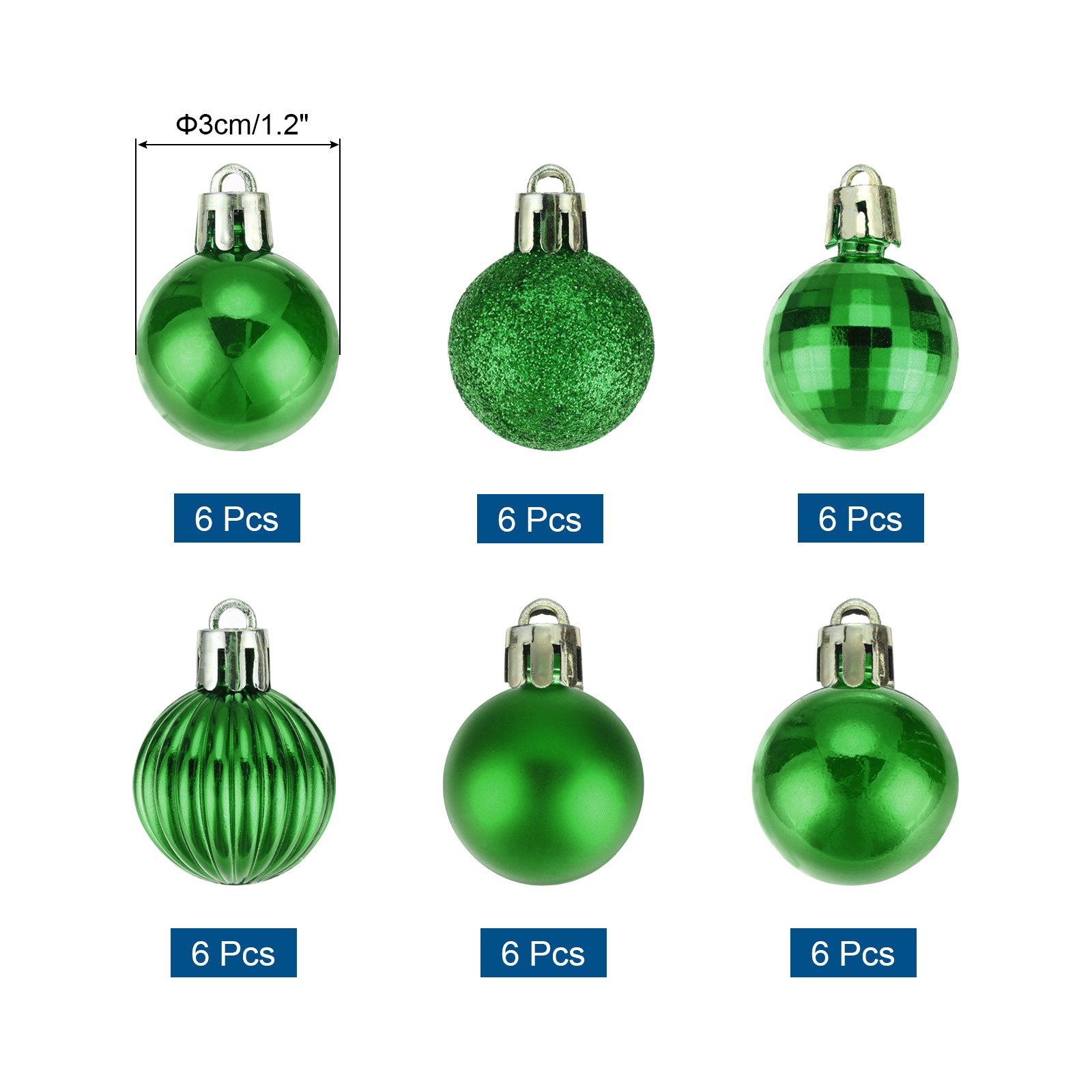 36Pcs Christmas Ball Ornaments Christmas Tree Decorations Green 1.2″/3CM