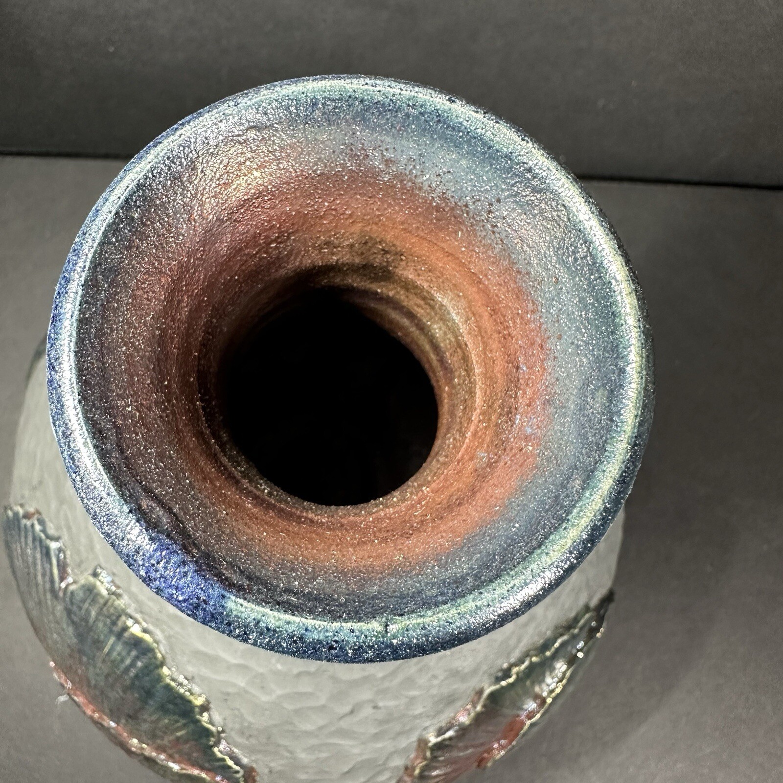 Dancing Ginkos Black Floral Iridescent Pottery Vase By Marguerite Goff
