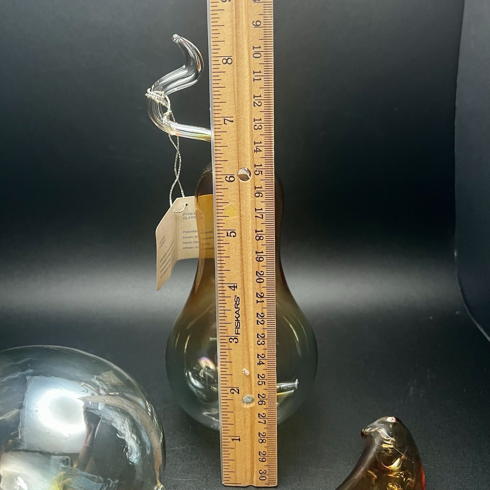 Parise Vetro Italian Hand Blown Art Glass Fruit Amber Iridescent Fig Banana Pear