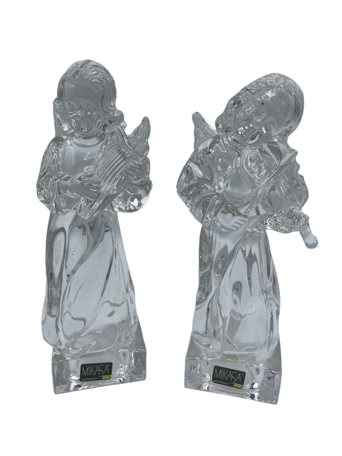 Mikasa Herald Collection Angelic Harp Violin Figurine Full Lead Crystal Set 8″
