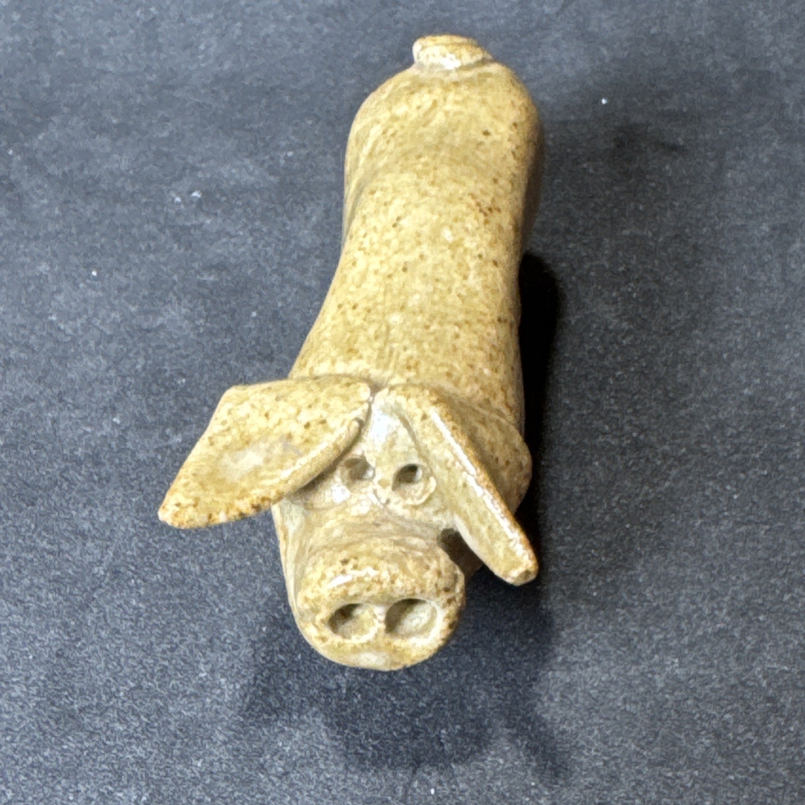 Vintage CYMRU Pottery Stoneware Primitive Folk Art Miniature Pig Figurine 2.5″