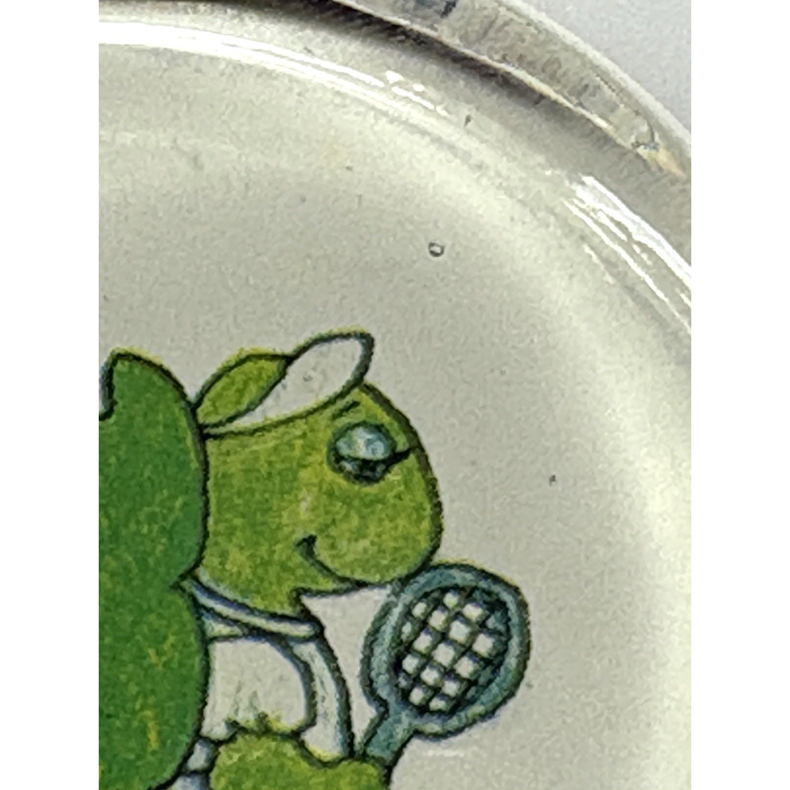 Vtg 70s Tennis Turtle Cartoon Paperweight Tabletop Glass Decor Desk Top *READ