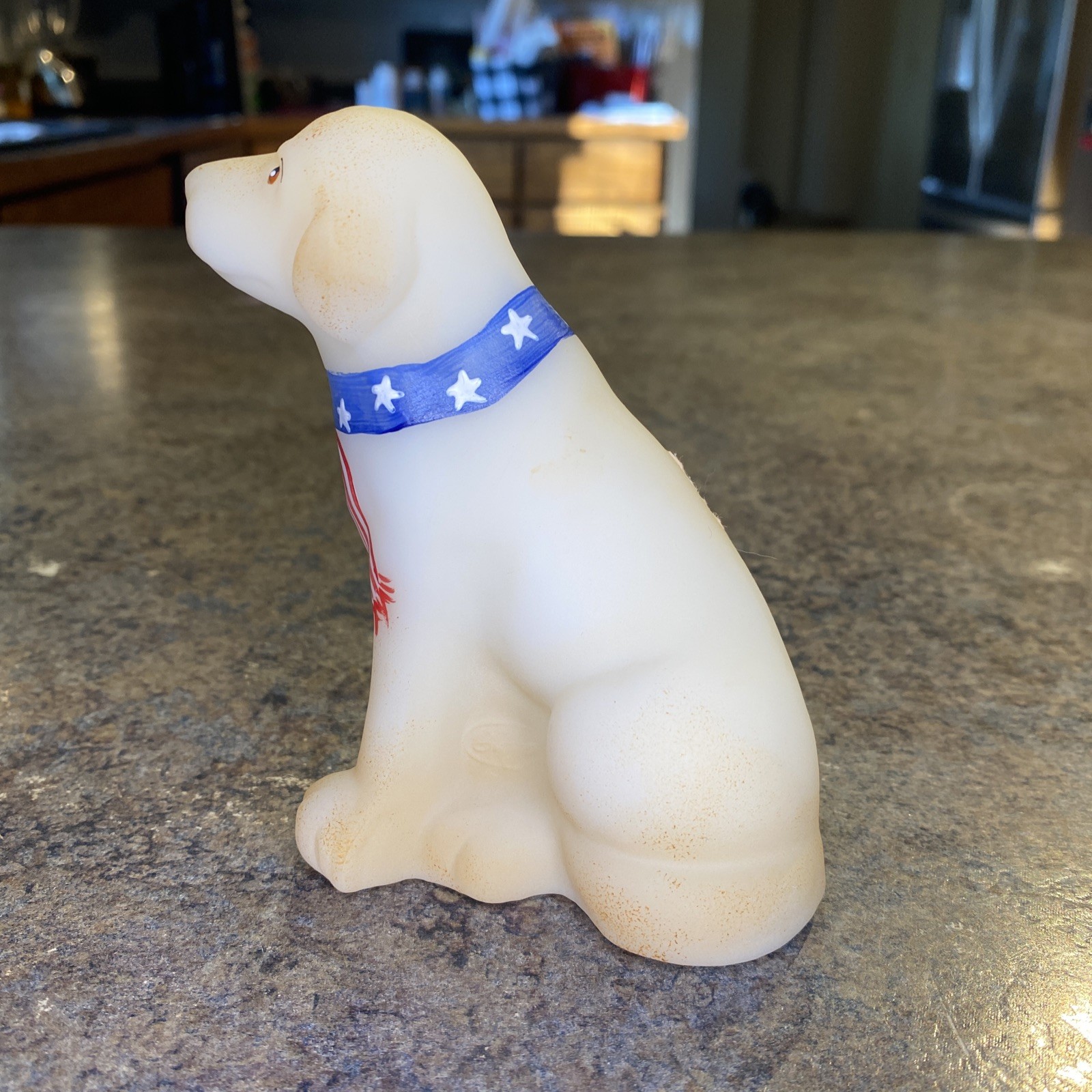 Fenton Opal Satin Yankee Doodle American Dog eBay Signed 149/500 Hand Painted