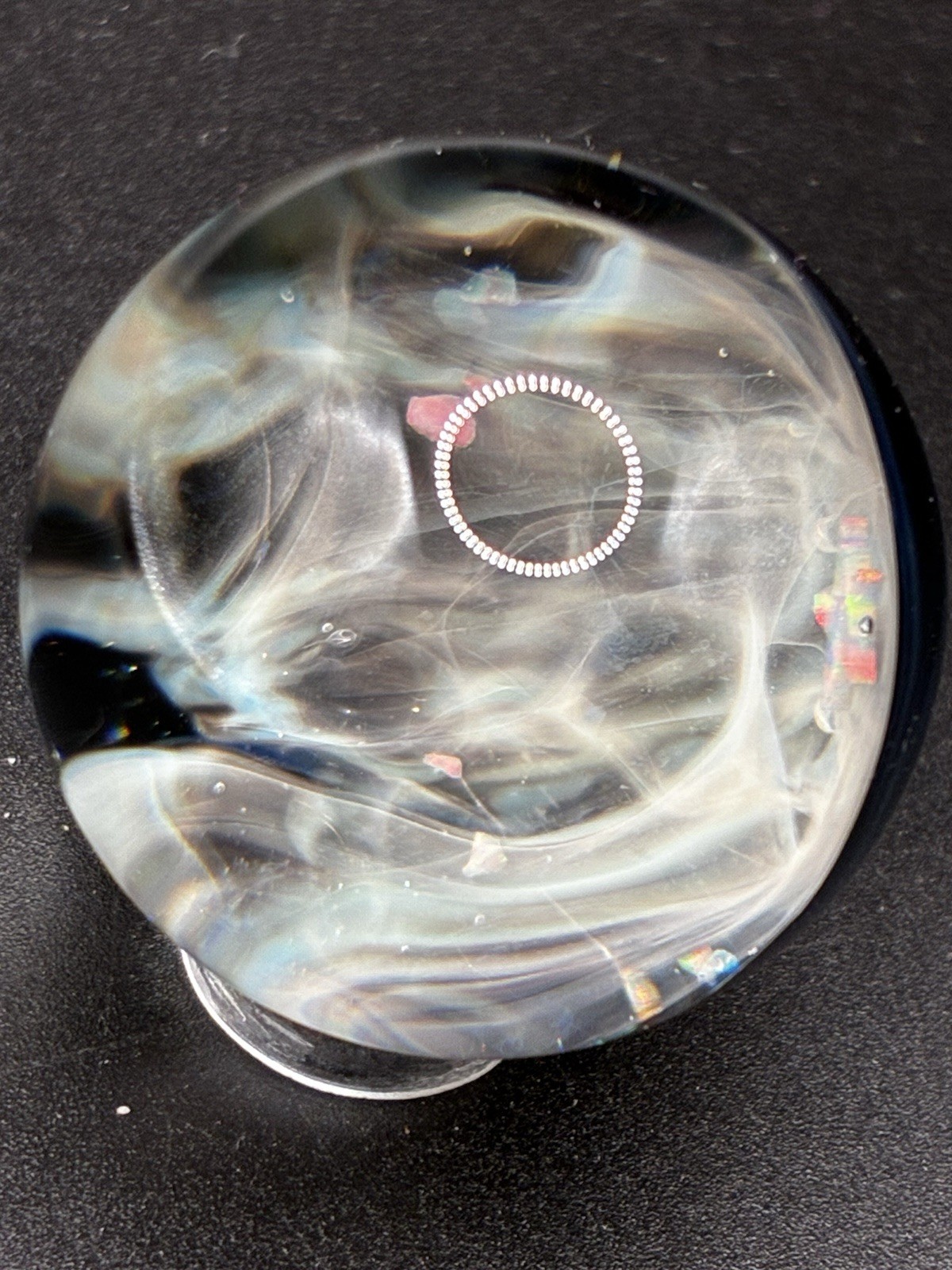 Silver Fumed Opal Shooting Star Galaxy Marble- Borosilicate Glass