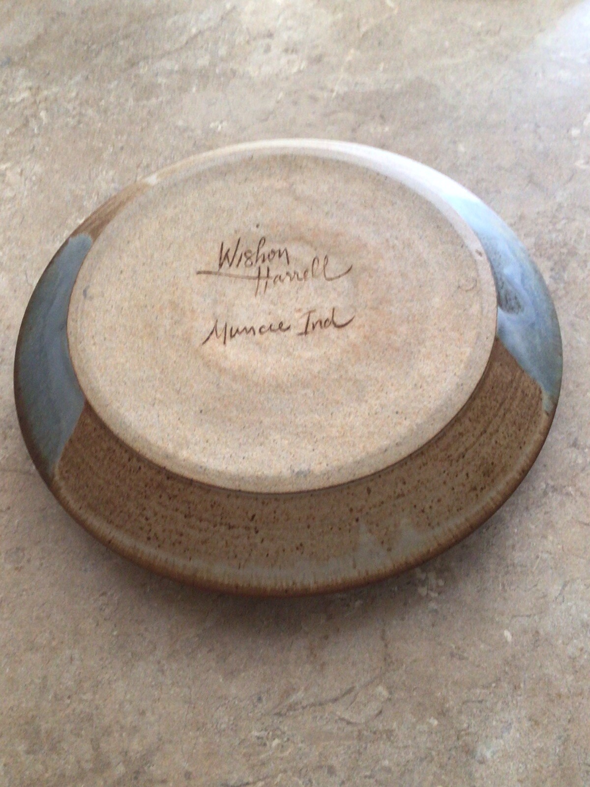Vintage Wishon Harrell Stoneware Chip & Dip Plate Muncie Indiana Studio
