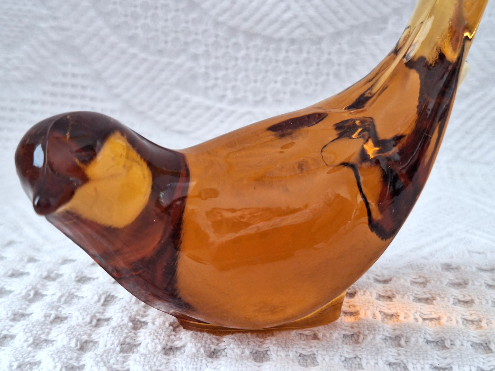 Vtg Fenton Amber Glass Bird Of Happiness Figuring Paperweight Long Tail VGC