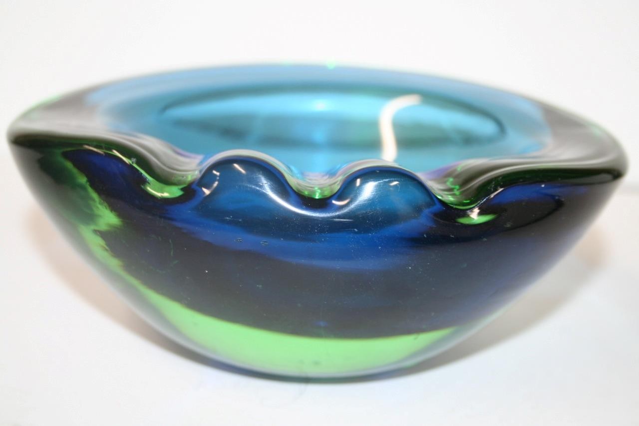 Mid-20th-century 7″ Murano Archimede Seguso art glass heavy geode bowl ashtray