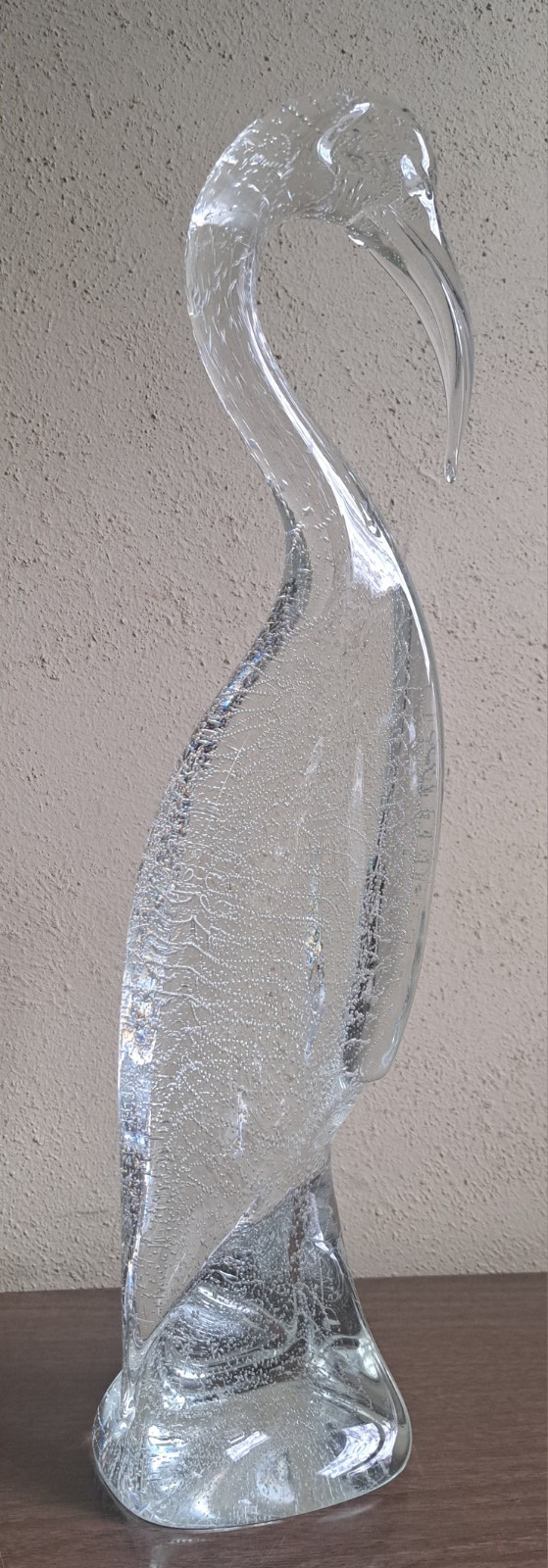 HUGE Zanetti MURANO glass HERON crane BIRD signed CONTROL bubble RARE