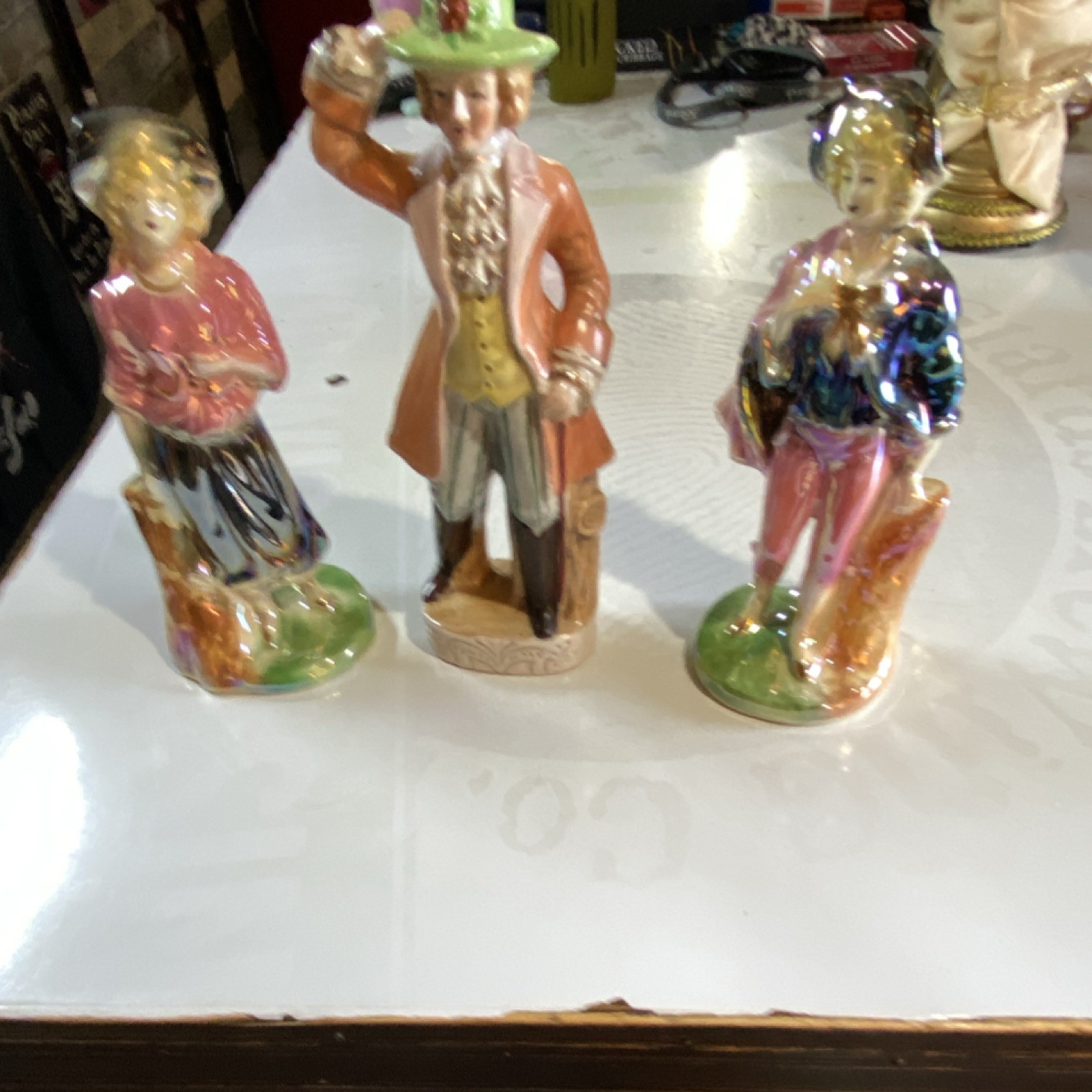 Staffordshire Ceramic Figurines Set Multicolor Glossy Decorative People Theme